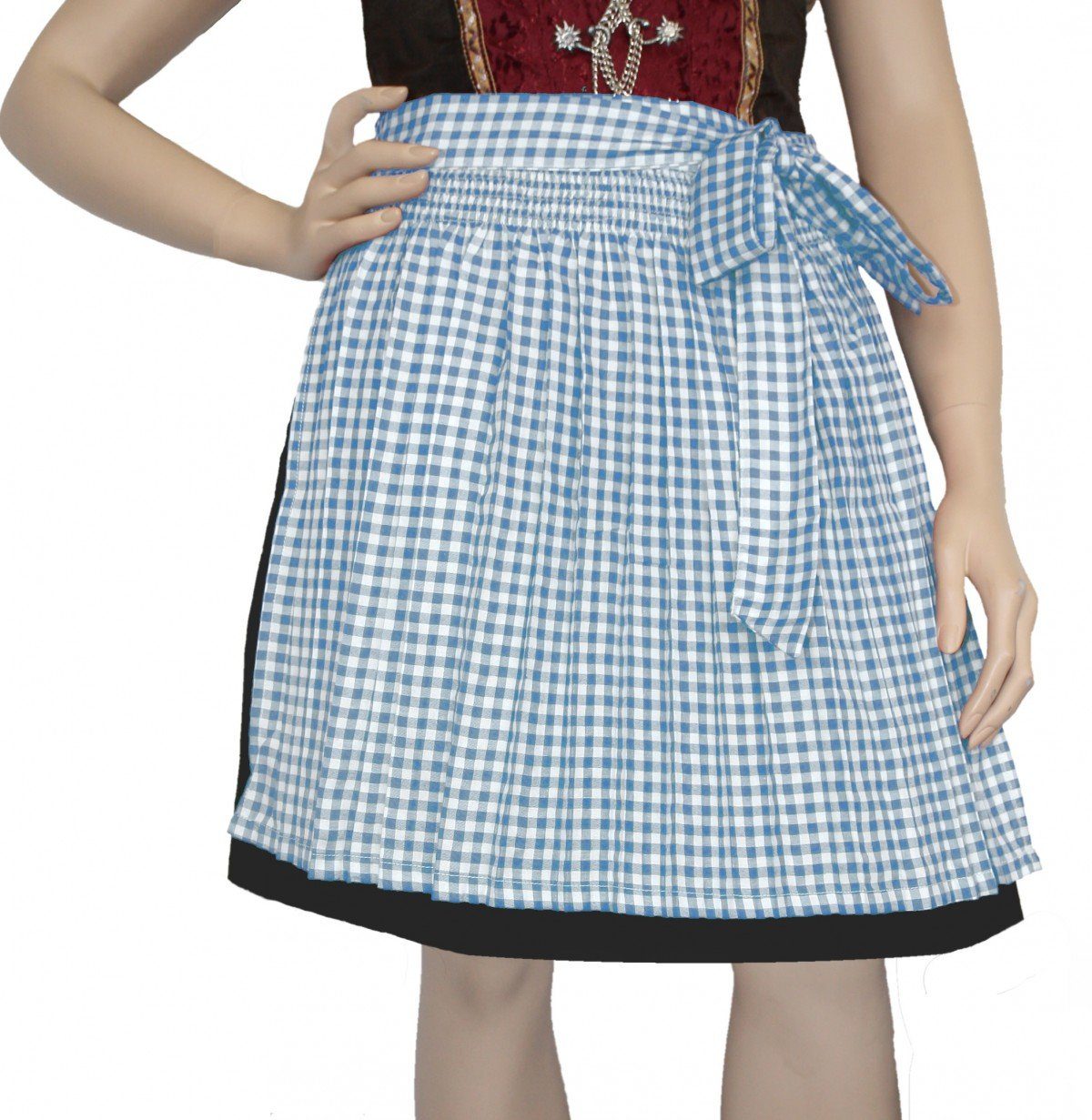 German Wear Dirndlschürze GW1603-1-hellblau Kariert, Dirndl Schürze Trachtenschürze Dirndel Tracht Blau 45cm