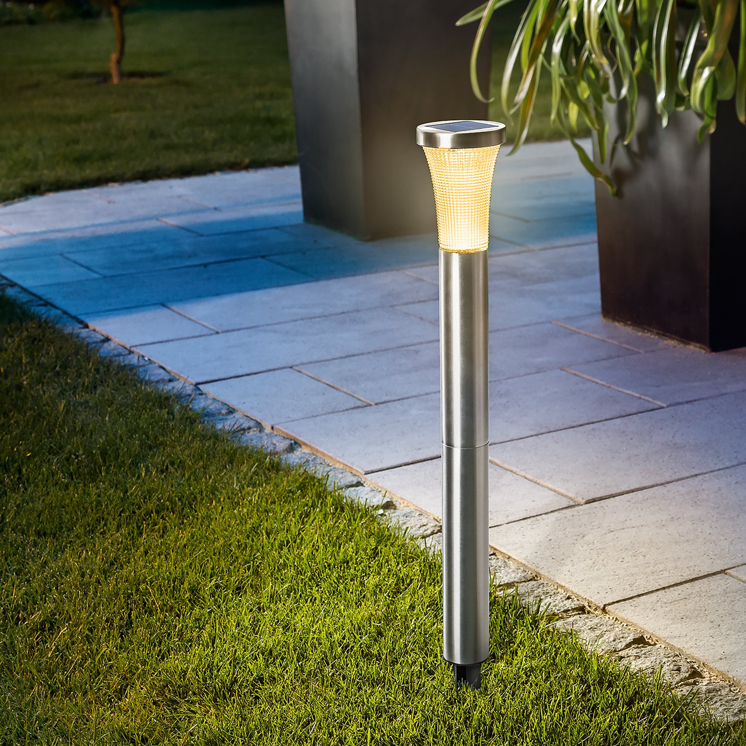 esotec LED Gartenleuchte Solar Standleuchte TowerLight H58cm DUO COLOR kaltweiß warmweiß 102603