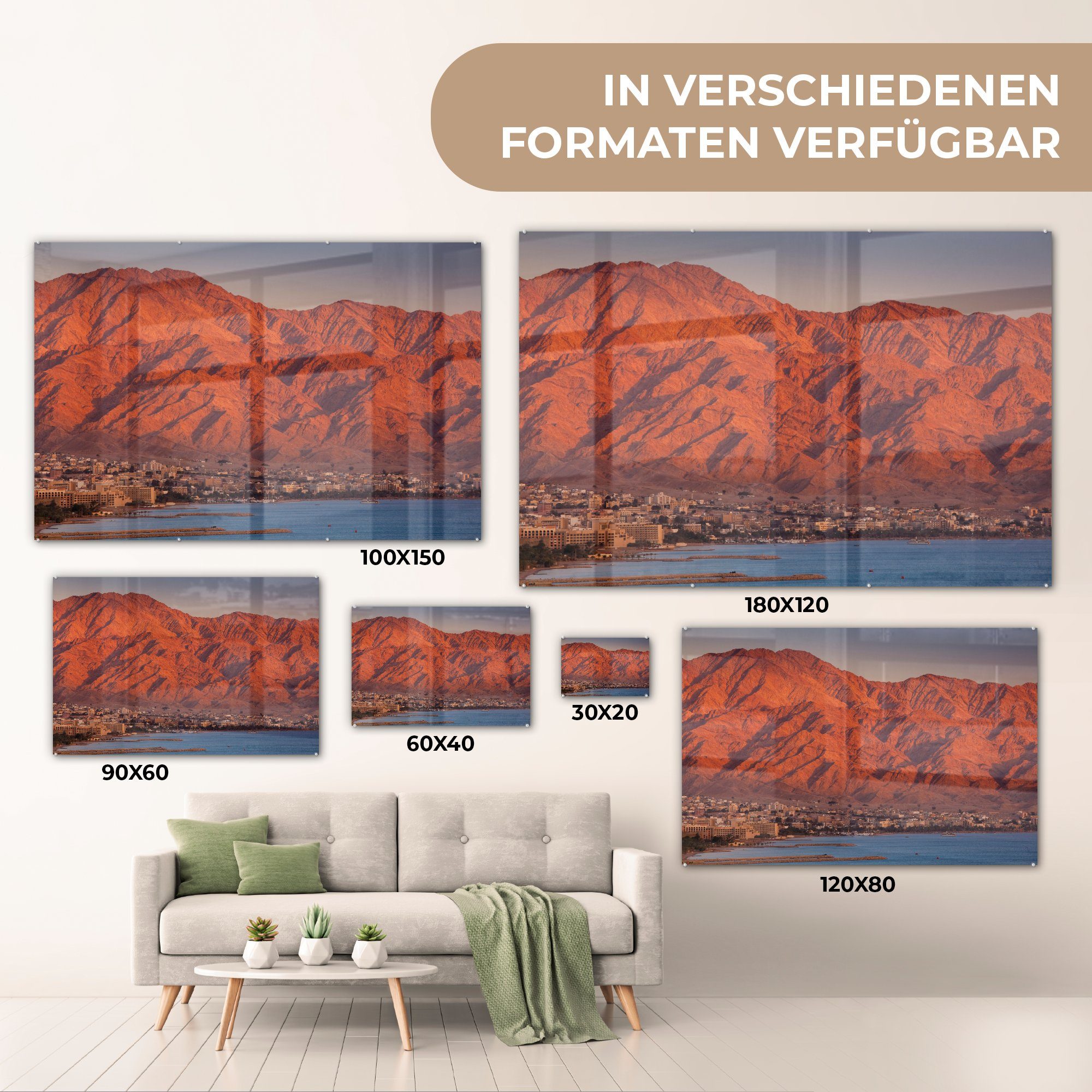 Jordanien, Acrylglasbilder in mit (1 Schlafzimmer & St), Meer Wohnzimmer Bergen Acrylglasbild MuchoWow