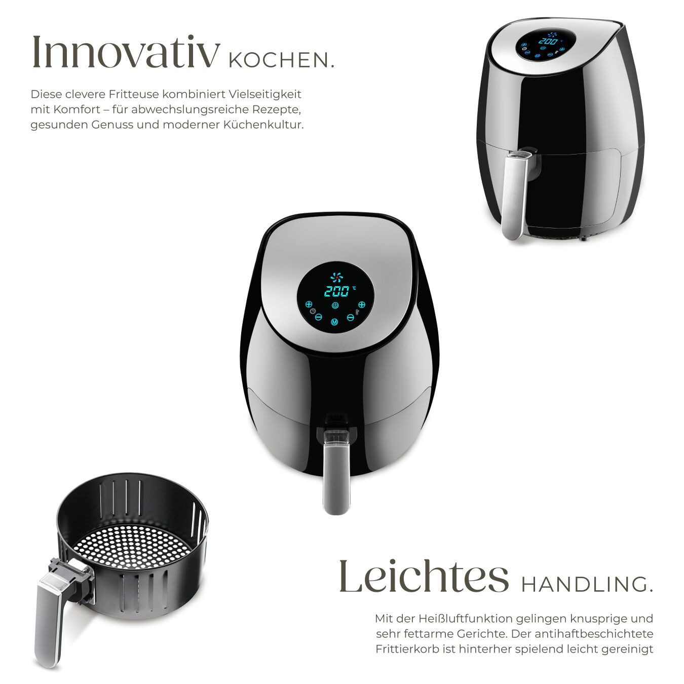 tectake Heißluftfritteuse, 1350 W, 3,6 l