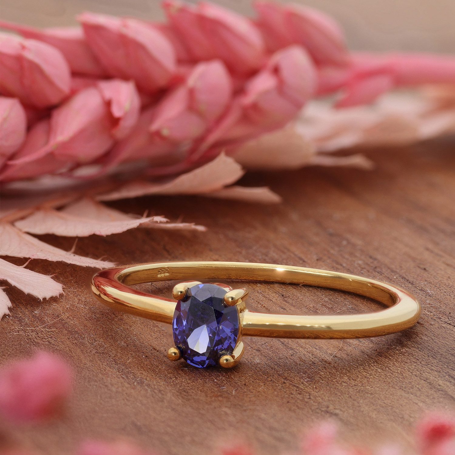 Acalee Goldring Damen333 Gold (8k) Ovaler Zirkonia Dunkelblau günstig online kaufen