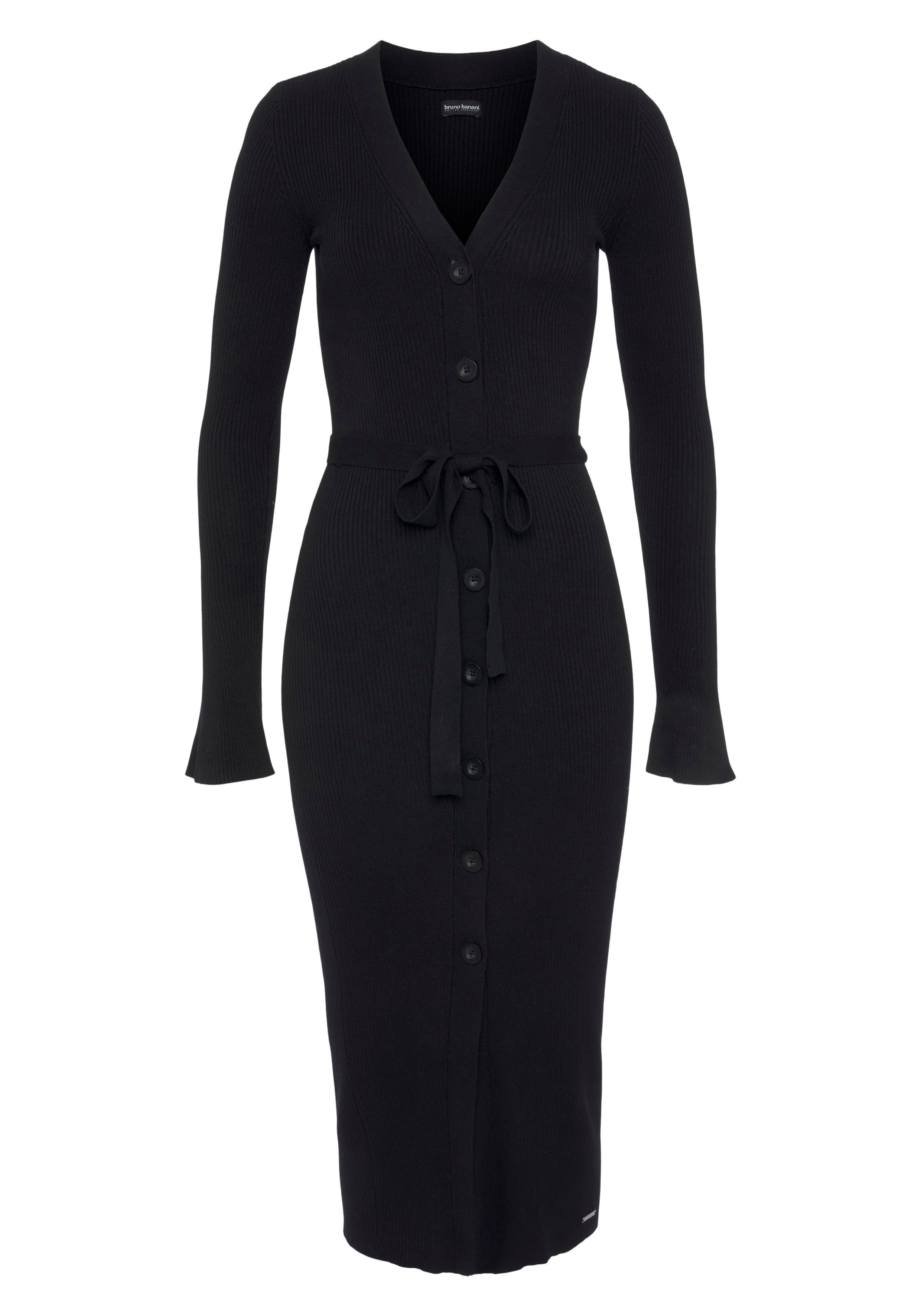 Bruno Banani Strickkleid wadenlang, elegant und feminin, aus Viskosemischung