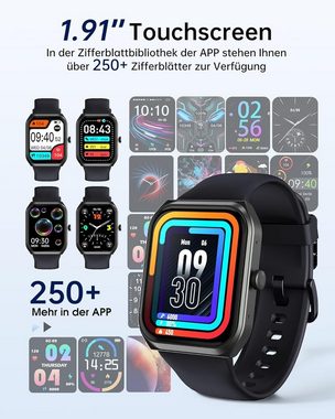 TUYOMA Smartwatch (1,91 Zoll, Android, iOS), mit Wasserdicht,24h Herzfrequenz, Schlafmonitor,SchrittzäHler 300mAh