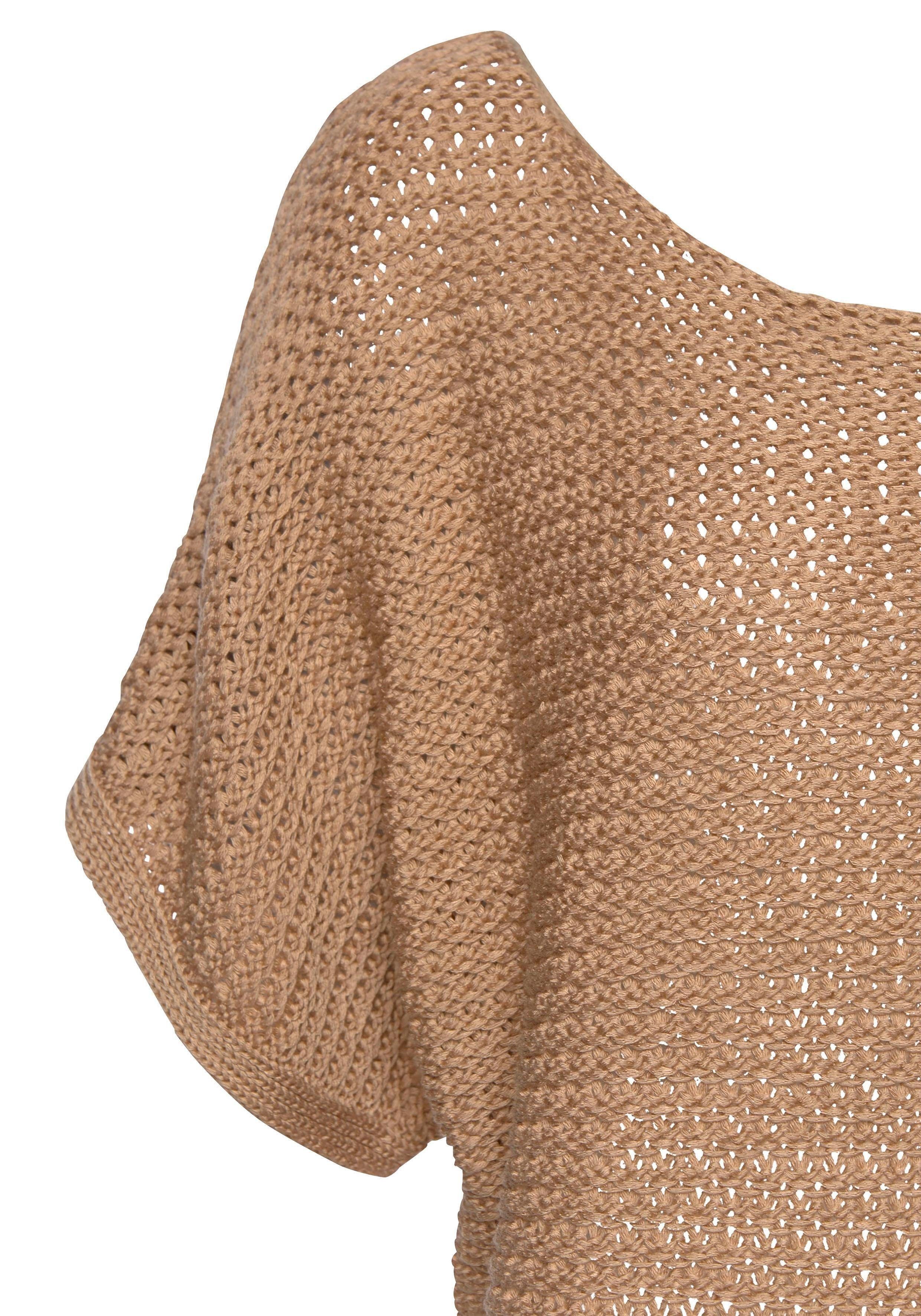 LASCANA Kurzarmpullover in luftigem Ajourstrick, Strickpullover, sommerlich