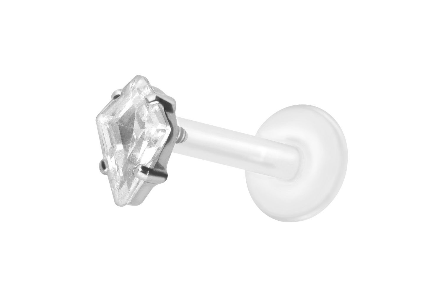 Piercing-Set PTFE Labret mit Innengewinde + Titan-Aufsatz KRISTALLRAUTE