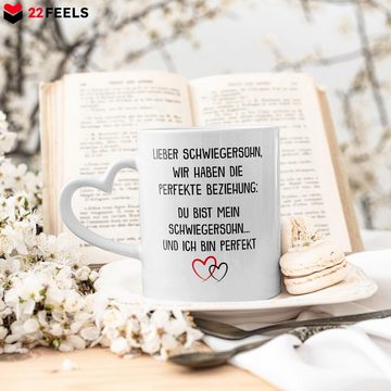 22Feels Tasse Schwiegersohn Geschenk Hochzeit Männer Vatertag Weihnachten Geburtstag, Keramik, Made In Germany, Spülmaschinenfest, Herzhenkel