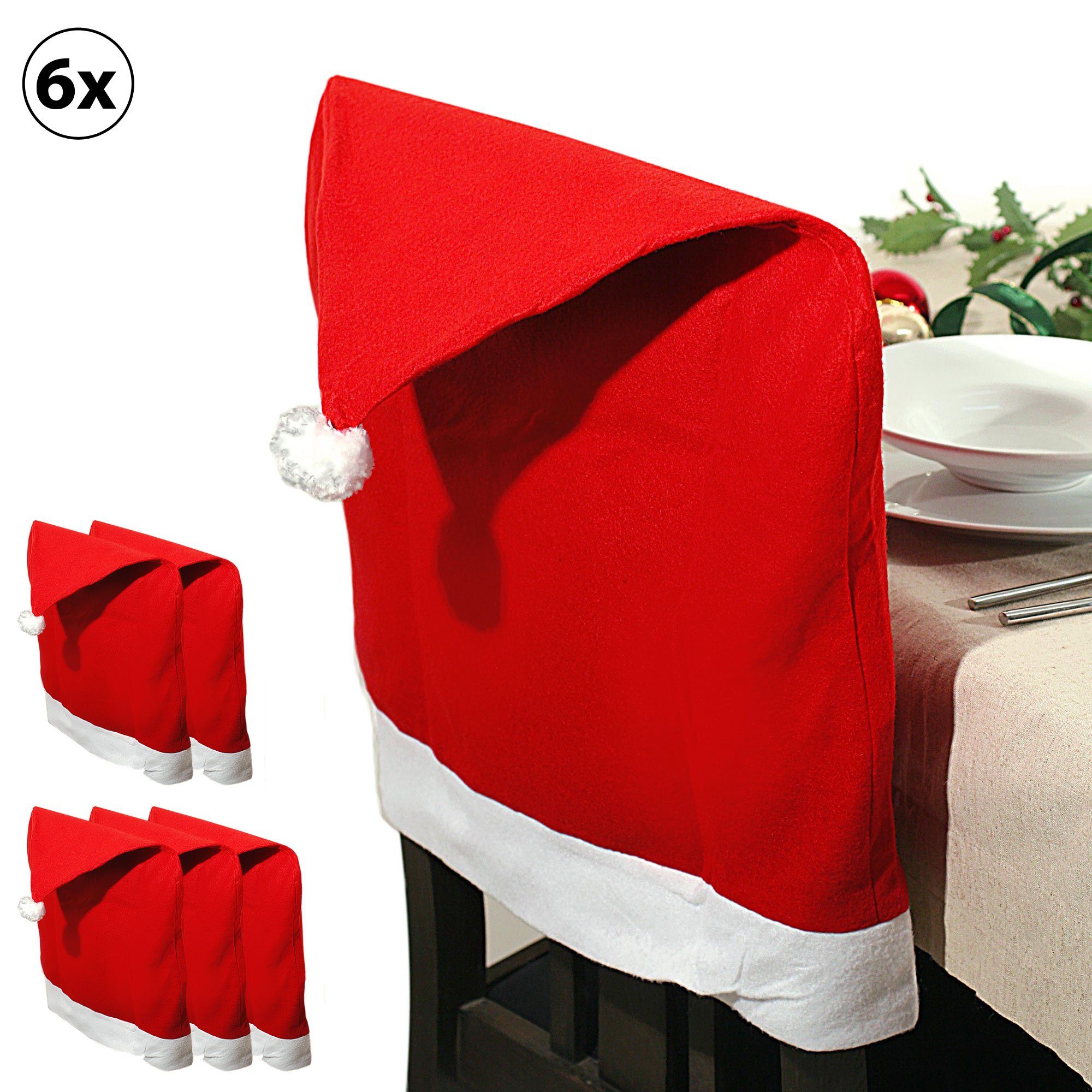 CEPEWA Stuhlhusse Stuhlhusse Mütze Nikolaus Weihnachten Stuhlüberzug