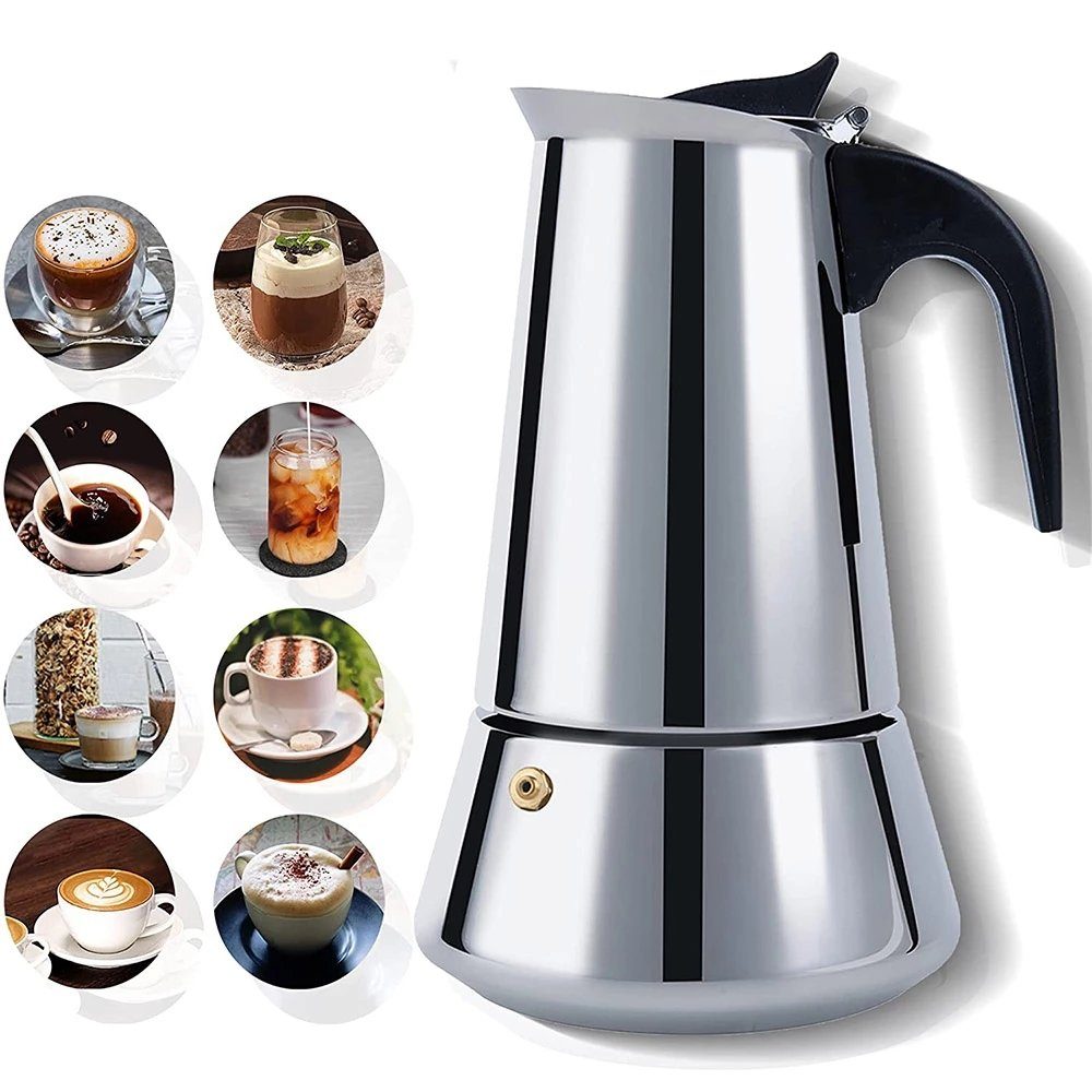 BlingBin Espressokocher Espressokocher Edelstahl 6 9 12 Tassen  Espressokanne, 6l Kaffeekanne