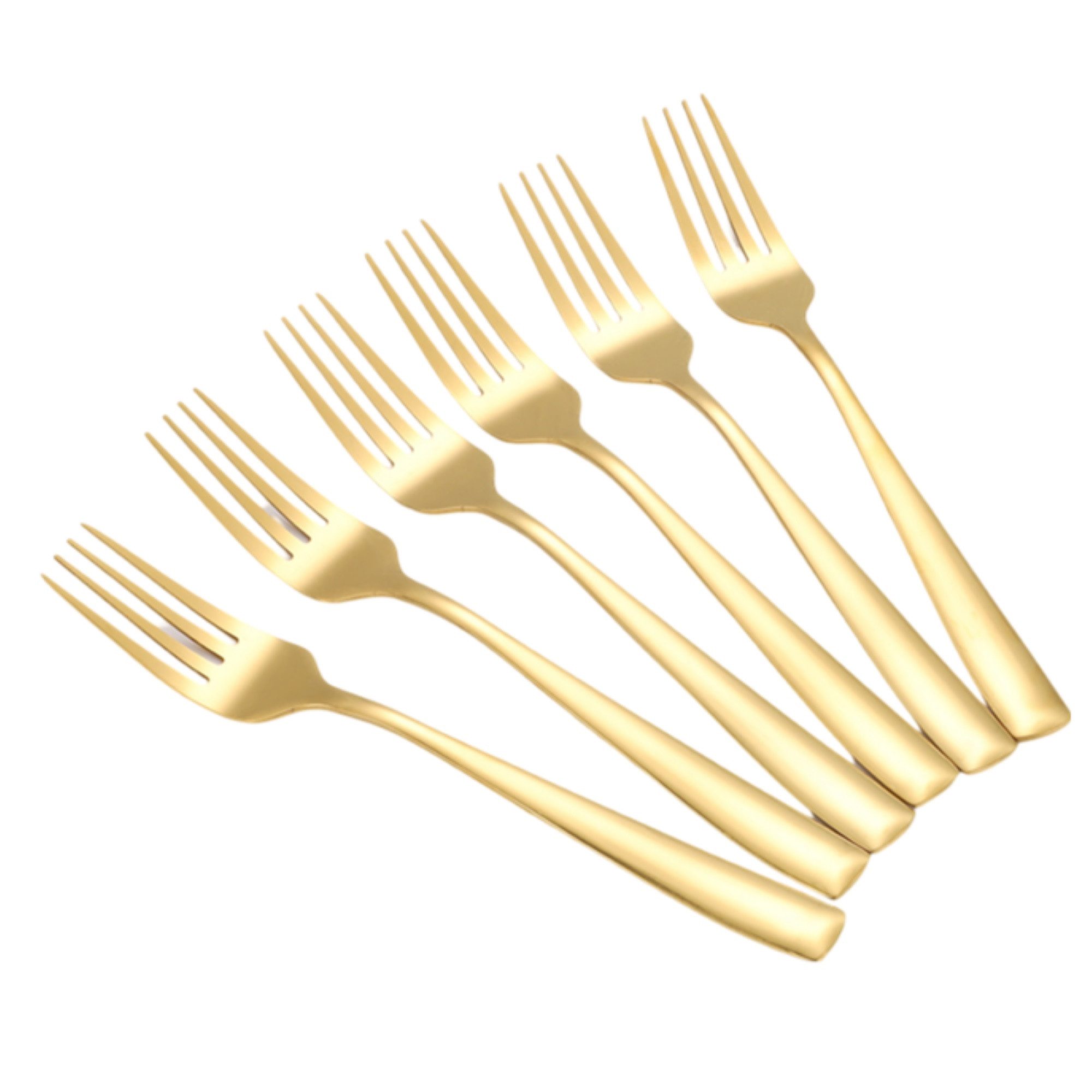 Cheffinger Besteck-Set 6er Set goldene Menügabel aus hochwertigem Edelstahl Modern & Elegant, Edelstahl