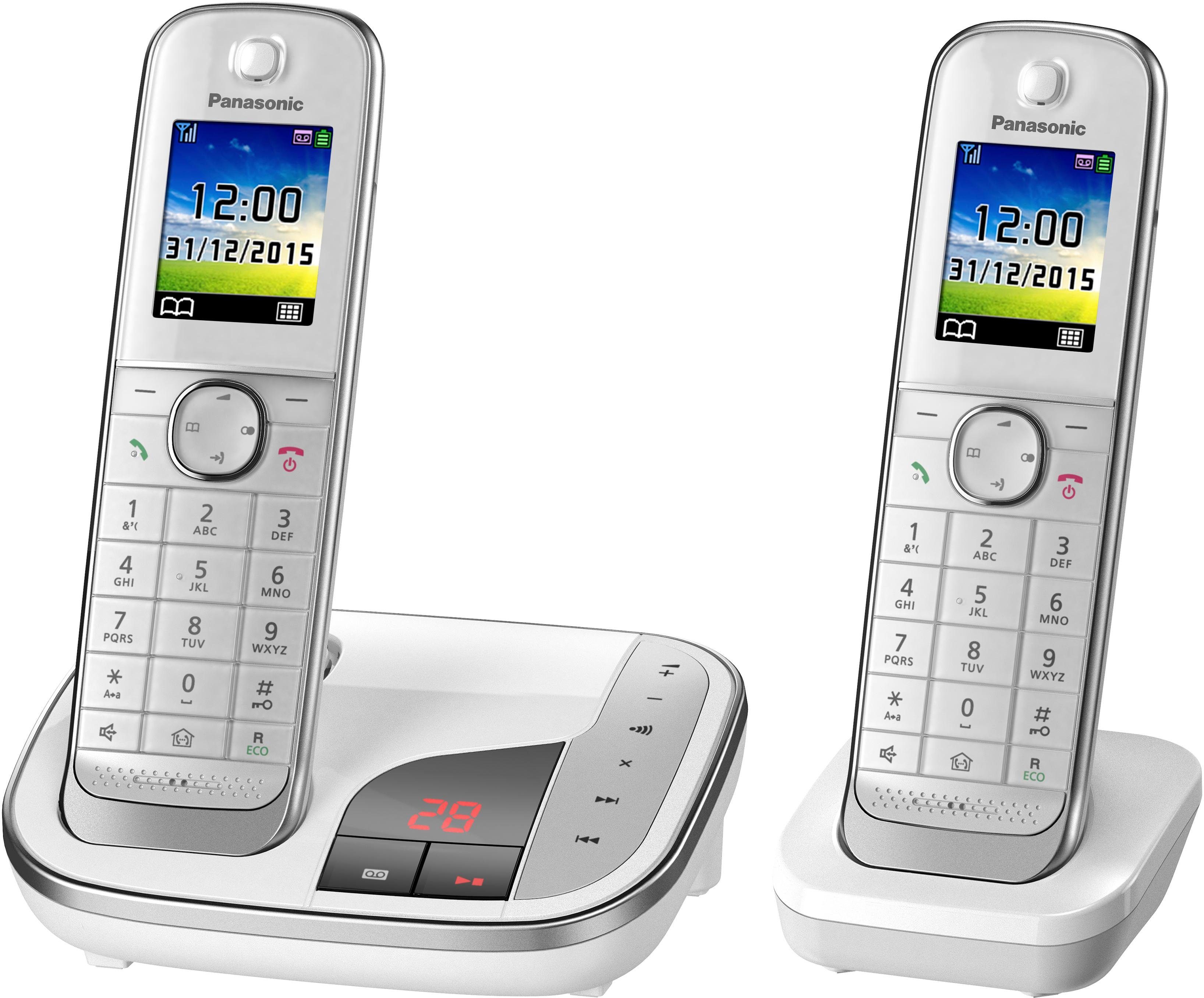 Panasonic KX-TGJ322 Schnurloses DECT-Telefon (Mobilteile: 2, mit Anrufbeantworter, Weckfunktion, Freisprechen)