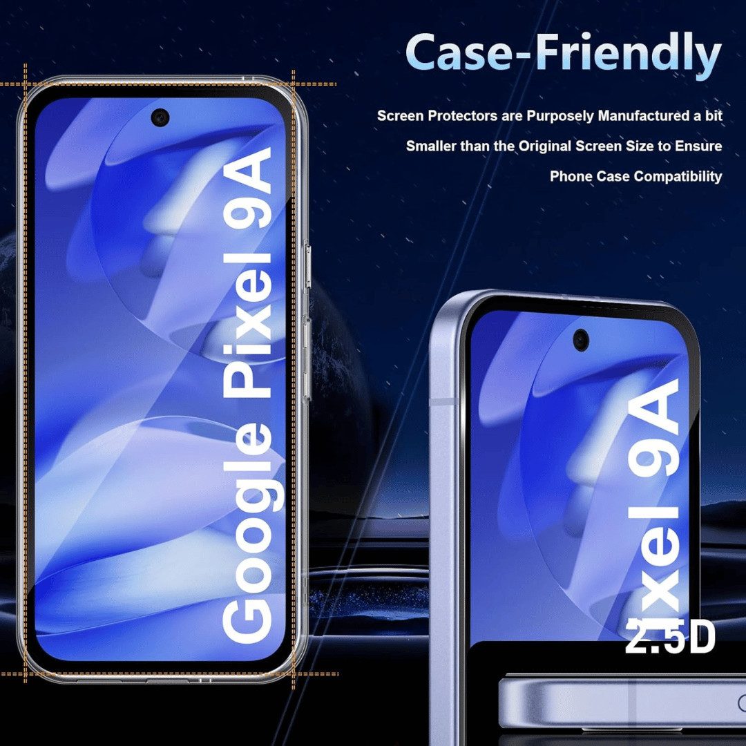 SmartUP Displayschutzglas 2X Schutzglas für Google Pixel 9A Display Panzerfolie Full Screen 9H für Für Google Pixel 9A, kompletter Rundumschutz – Bild 5 von 5