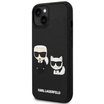 KARL LAGERFELD Handyhülle Case iPhone 14 Kunststoff schwarz Katze Karl 3D 6,1 Zoll, Kantenschutz