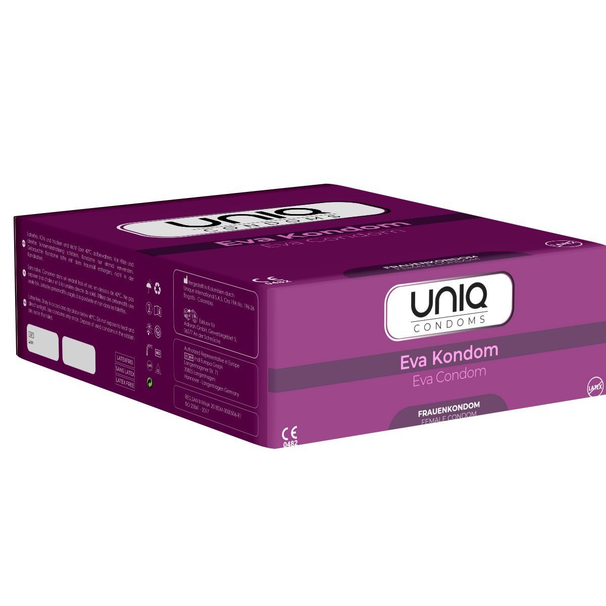 UNIQ Kondome Eva Condom (latexfreie Frauenkondome) auch mit Gleitgel auf Öl-Basis verwendbar, Packung mit, 50 St., Kondome für Frauen, Kondomslip, passt sich dem weiblichen Körper perfekt an