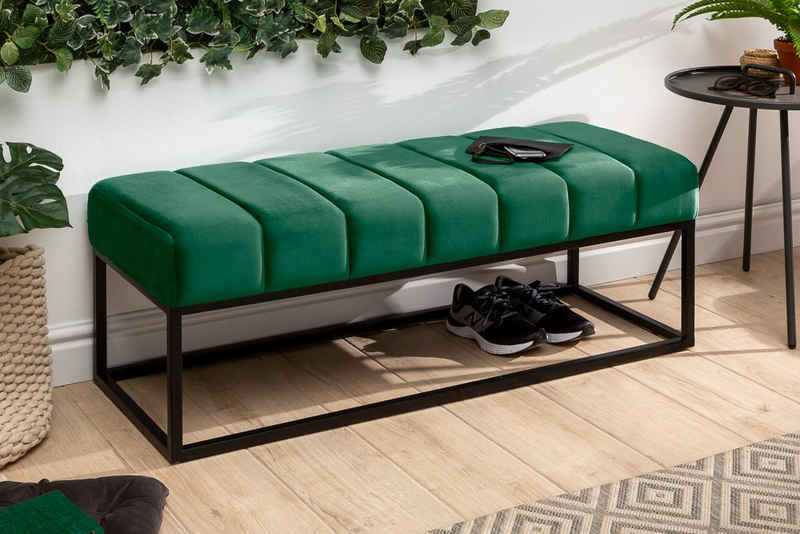 riess-ambiente Sitzbank »PETIT BEAUTÉ 108cm smaragdgrün / schwarz« (1-St), Samt · Metall · Schlafzimmer · Garderobe