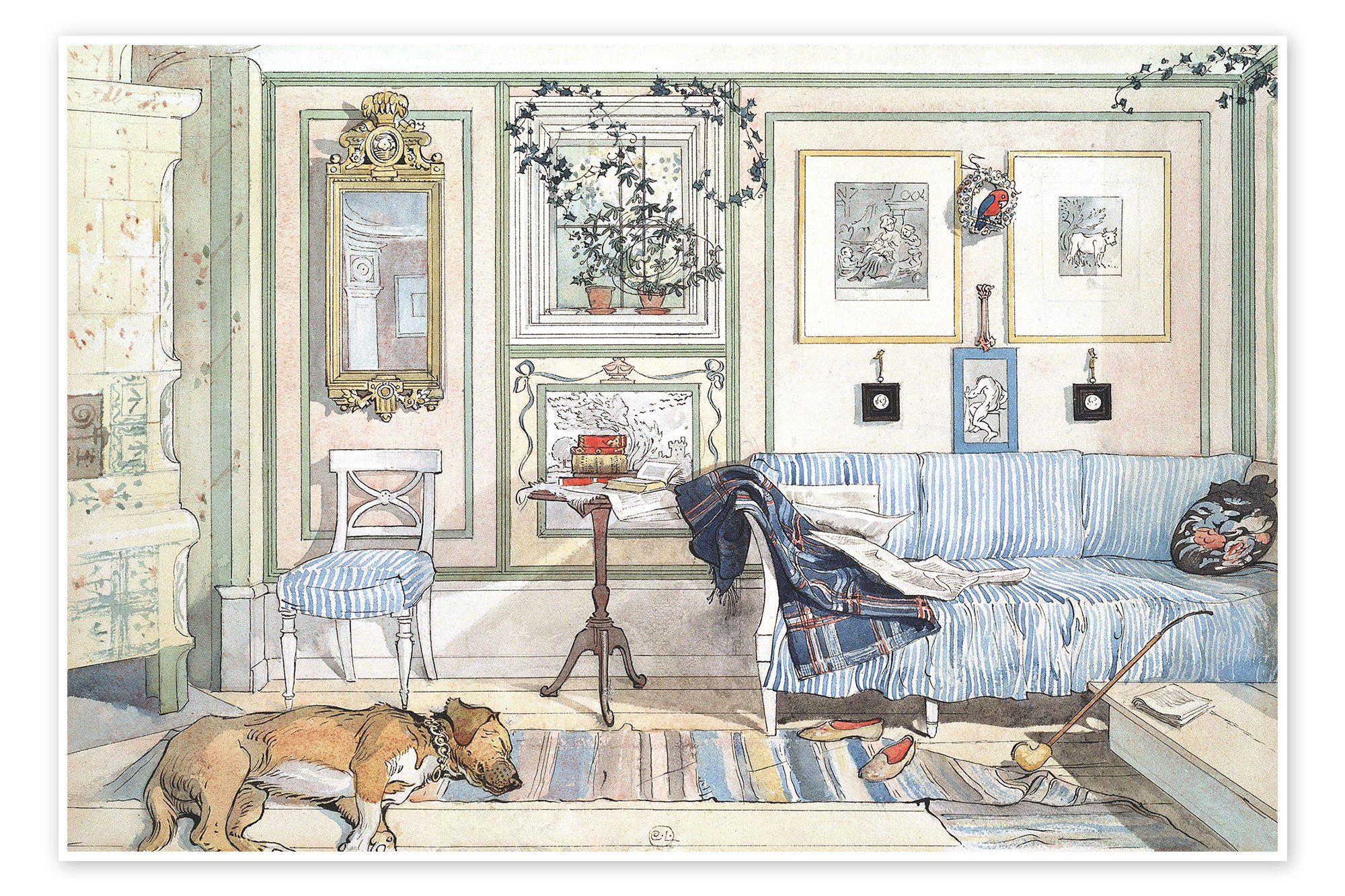 Posterlounge Poster Carl Larsson, Gemütliche Ecke, Wohnzimmer Skandinavisch Malerei