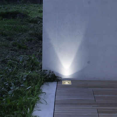 etc-shop LED Einbaustrahler, Leuchtmittel inklusive, Warmweiß, Design Boden Strahler Lampe Edelstahl Glas Balkon Garten Leuchte im