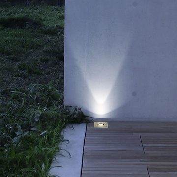 etc-shop LED Einbaustrahler, Leuchtmittel nicht inklusive, Bodeneinbaustrahler Außenlampe Terrassenleuchte Edelstahl 2er Set