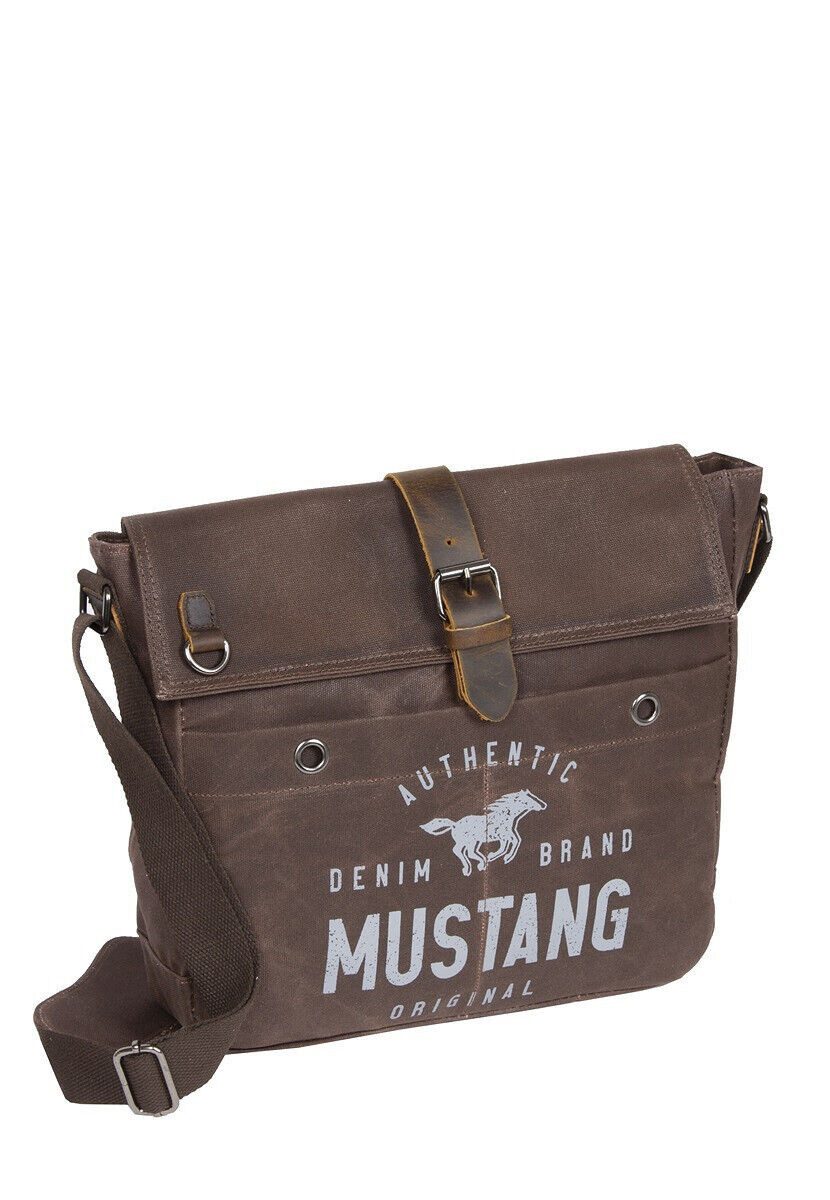 MUSTANG Messenger Bag Houston Laptop Tasche Handtasche aus heavy waxed Canvas und Leder