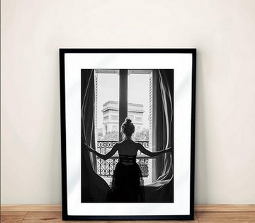 TPFLiving Kunstdruck (OHNE RAHMEN) Poster - Leinwand - Wandbild, Impressionen Frau, Mädchen - (Leinwand Wohnzimmer, Leinwand Bilder, Kunstdruck), Farben: schwarz, weiß - Größe: 10x15cm
