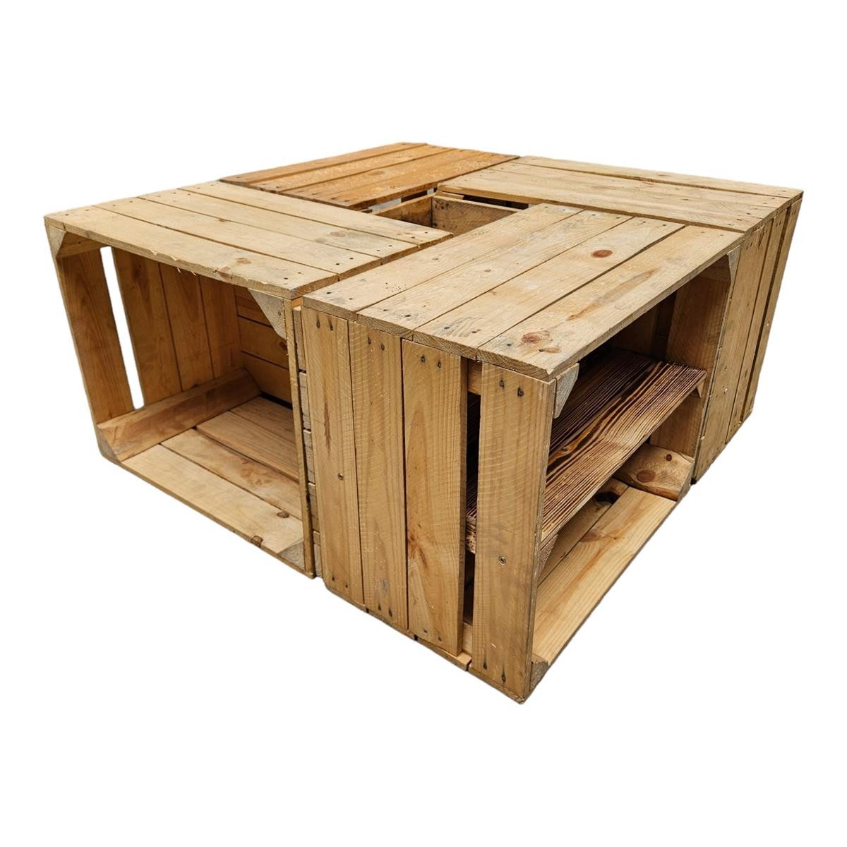Teramico Holzkiste Holzkisten 4er Set 50 x 40 x 30cm mit Regal Lang Vintage günstig online kaufen