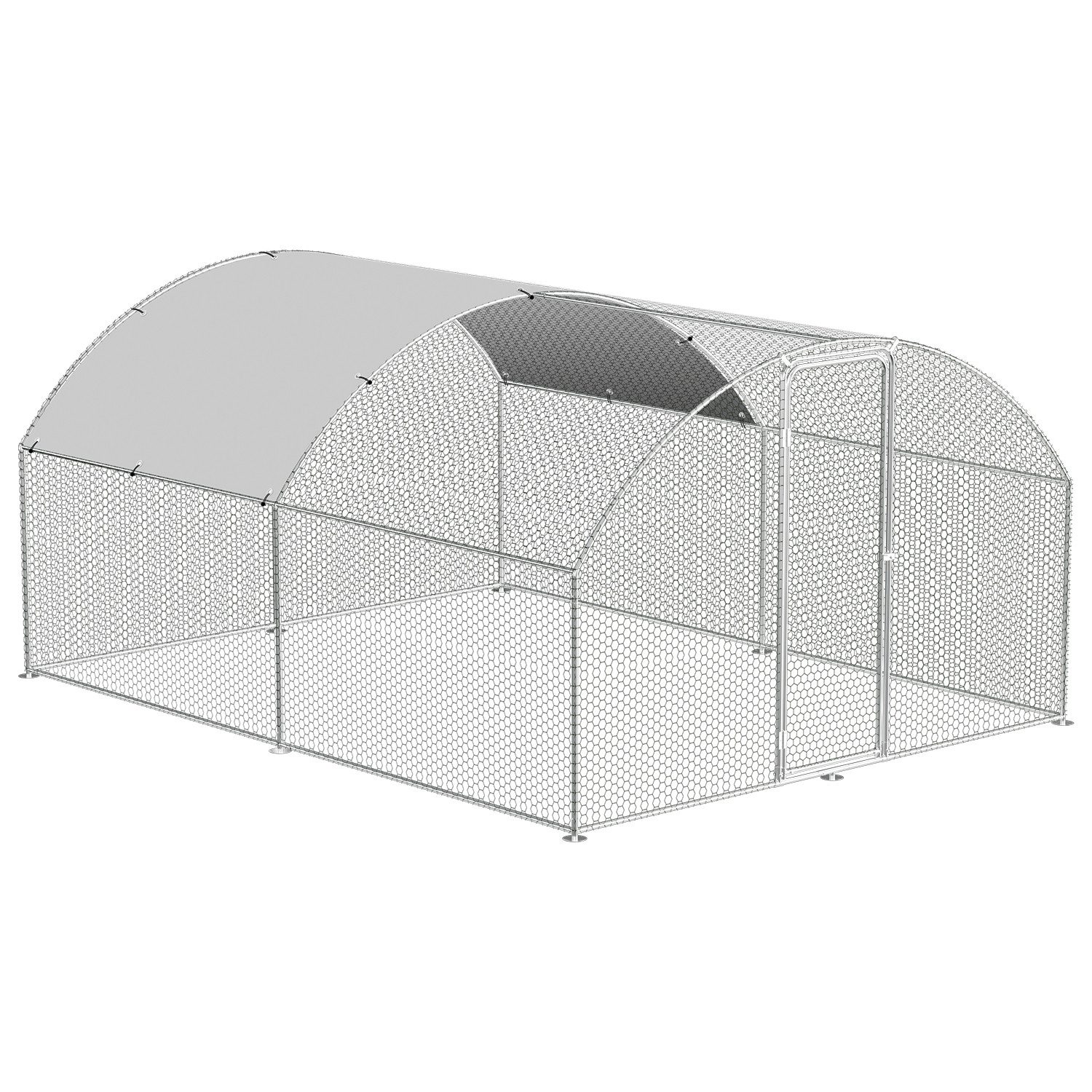 Clanmacy Freigehege Hühnerstall mit PE Dach Freilaufgehege Hühnerhaus Kuppel 3x4x2m
