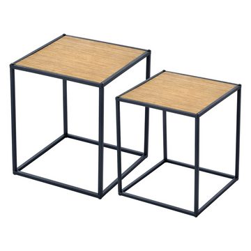 en.casa Beistelltisch (2er-Set), »Grindavik« Couchtisch Satztisch 46 x 40 x 40 cm Schwarz/Holz-Optik