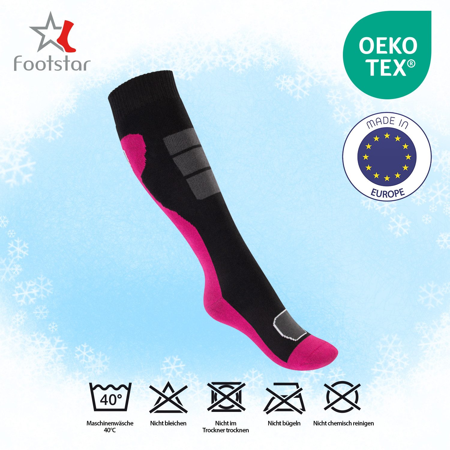 Footstar Thermosocken Bunte Kinder Outdoor Kniestrümpfe (6 Paar) Thermo Strümpfe