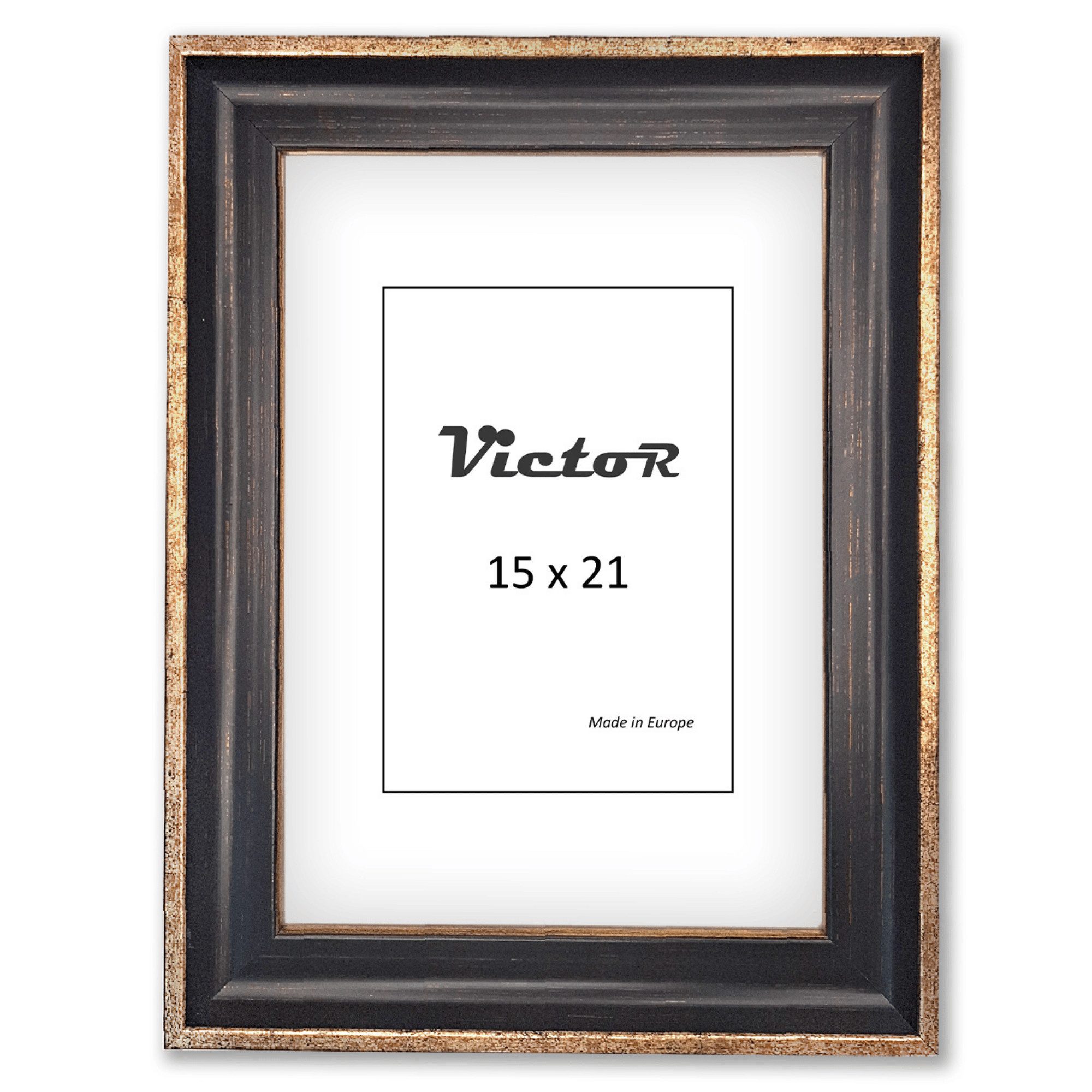 Victor (Zenith) Bilderrahmen Pablo, Bilderrahmen Schwarz Gold 15x21 cm A5, günstig online kaufen