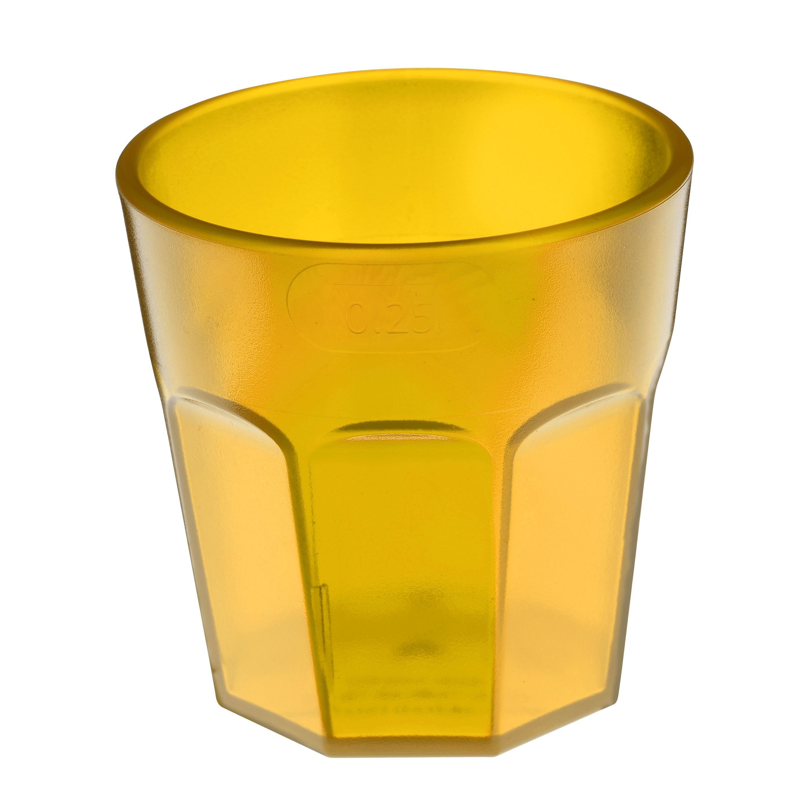 mehrweg.pro Mehrwegbecher Trinkbecher "Tumble", Kunststoff, (Sparset, 10-tlg., 10), Füllstrich trend-gelb PS