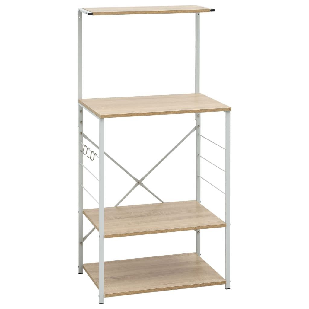 vidaXL Küchenregal Mikrowellenregal Weiß Eiche-Optik 60x39,6x123 cm Holzwerkstoff, 1-tlg.