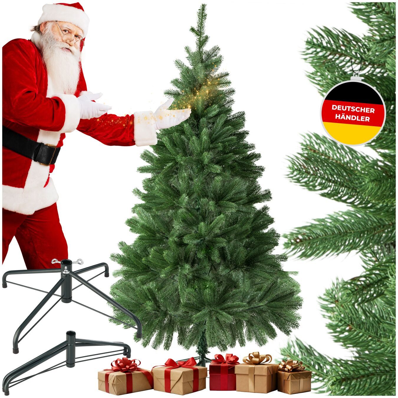 tectake Künstlicher Weihnachtsbaum Christbaum künstlich Tannenbaum 140-180cm Grün, Undekorierter/Unbeleuchteter Baum, verschiedene Größen, künstlich, Spritzguss