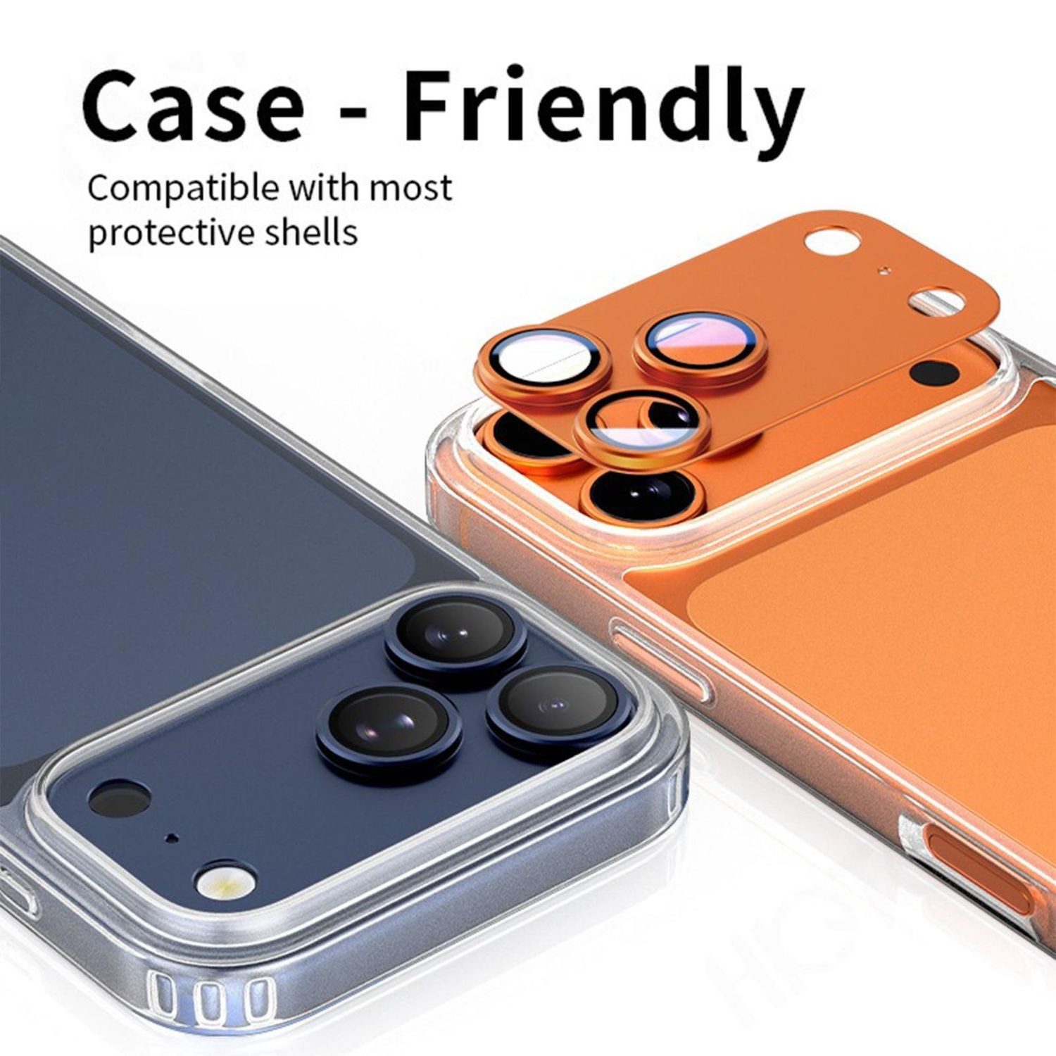 Wigento Handyhülle Für Apple iPhone 17 Pro Kamera Full Schutzring Aluminium Orange, Aluminiumlegierung, hohe Lichtdurchlässigkeit, Anti-Fingerprint – Bild 3 von 5