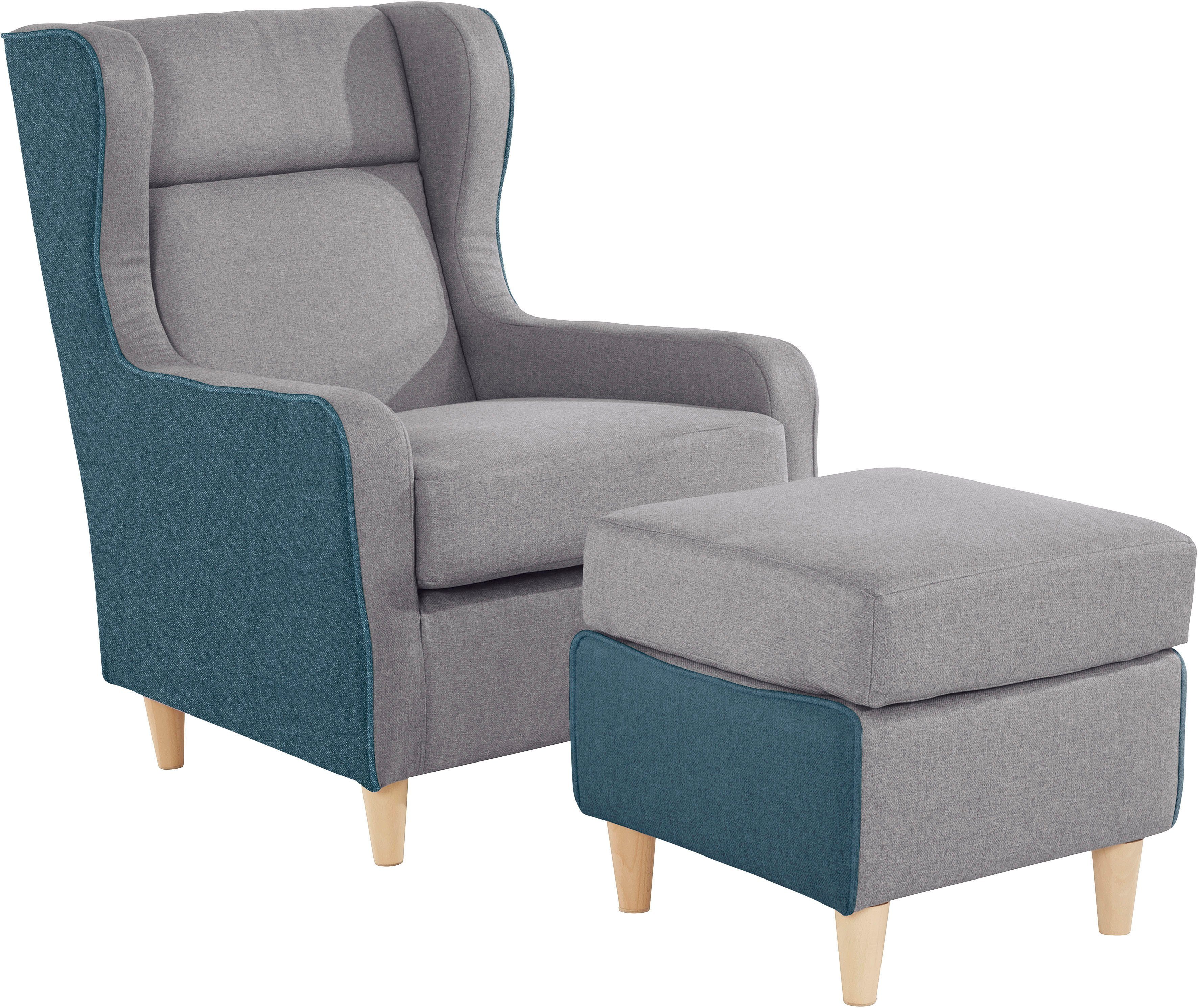 Home affaire Ohrensessel Thisted, B: 73 cm, Sitzhöhe: 46 cm, farblich abgesetzt - modern und frisch