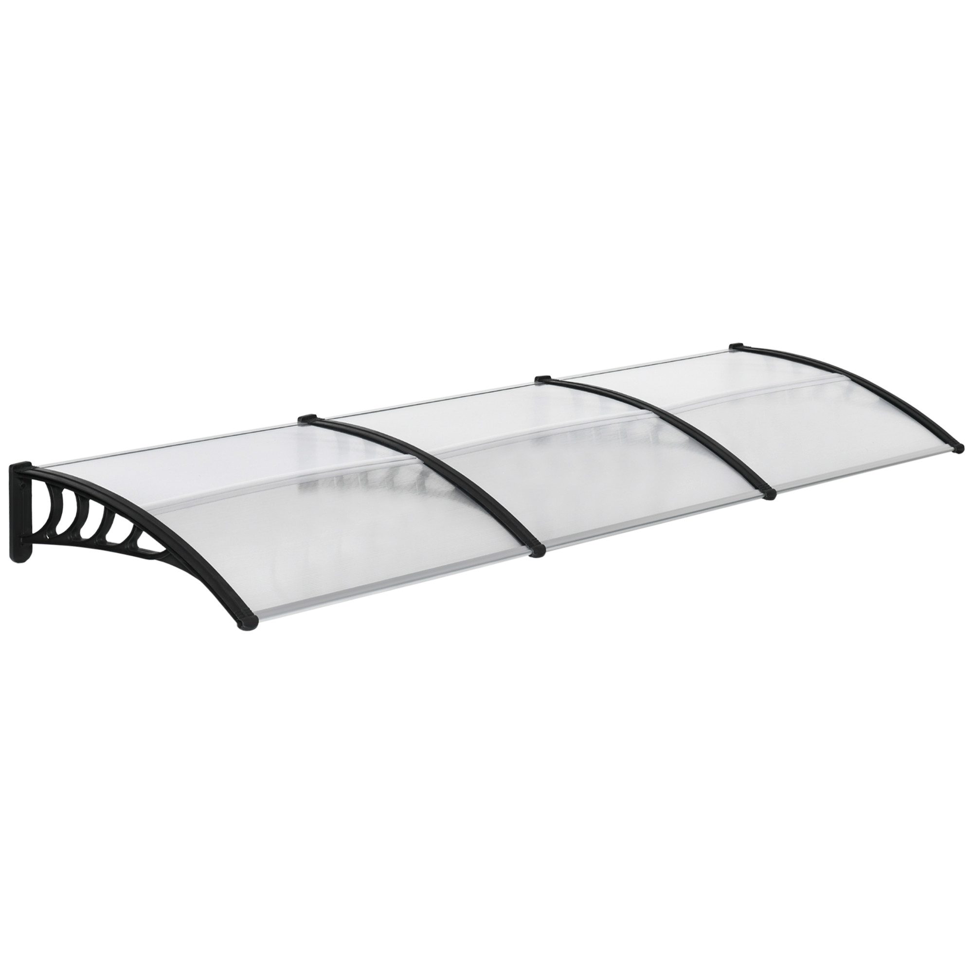 Outsunny Pultvordach für Haustür, Überdachung mit UV Schutz, aus Alu (Regenschutz, 1 St., Vordach), für Garten, Balkon, Schwarz