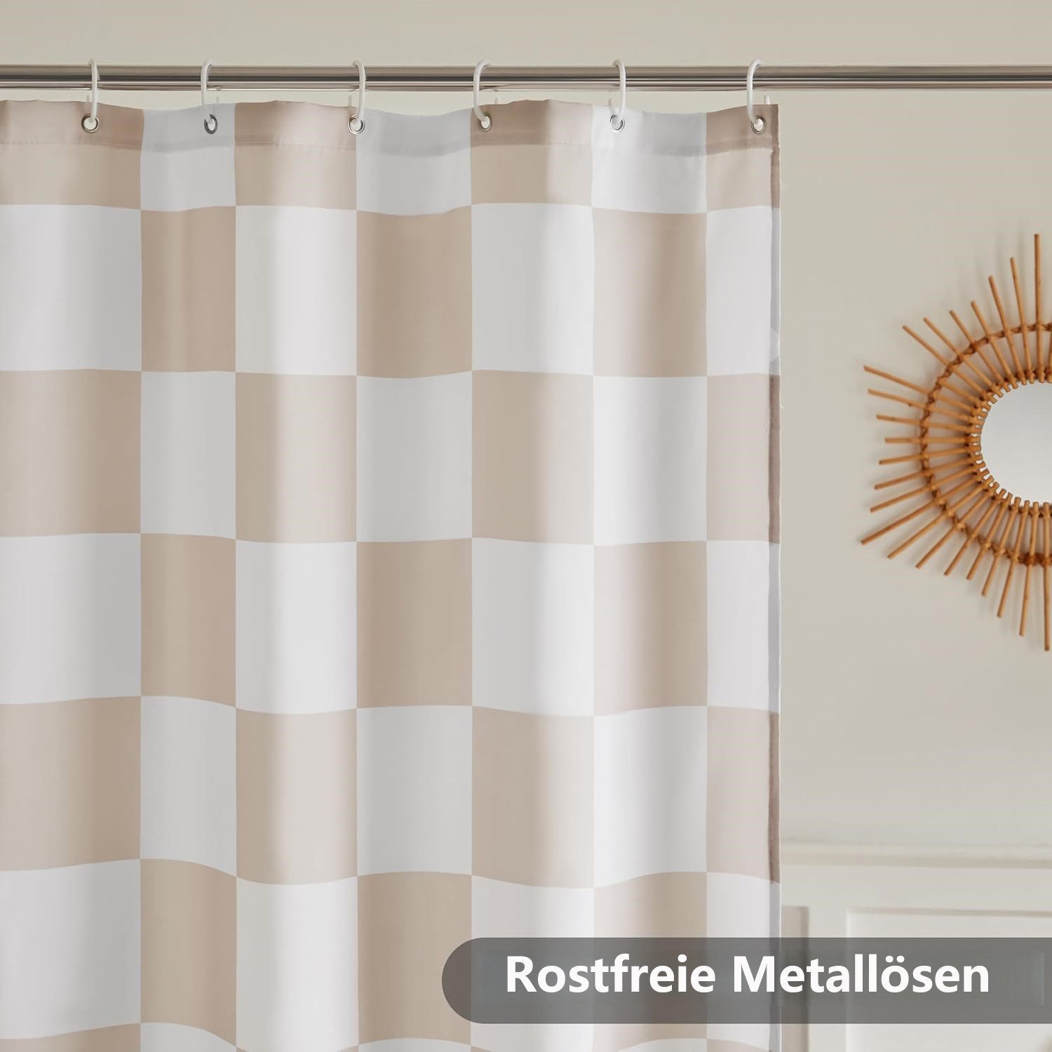 Zyronn Duschvorhang Karierter Duschvorhang für Badezimmer Hübsches Retro-Schachbrettmuster – Bild 2 von 5