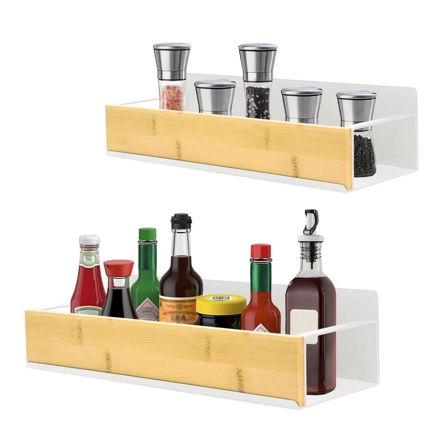 LuxusKollektion Gewürzregal Magnetisches Gewürzregal Kühlschrank Weiß 2er Pack, 2-tlg.