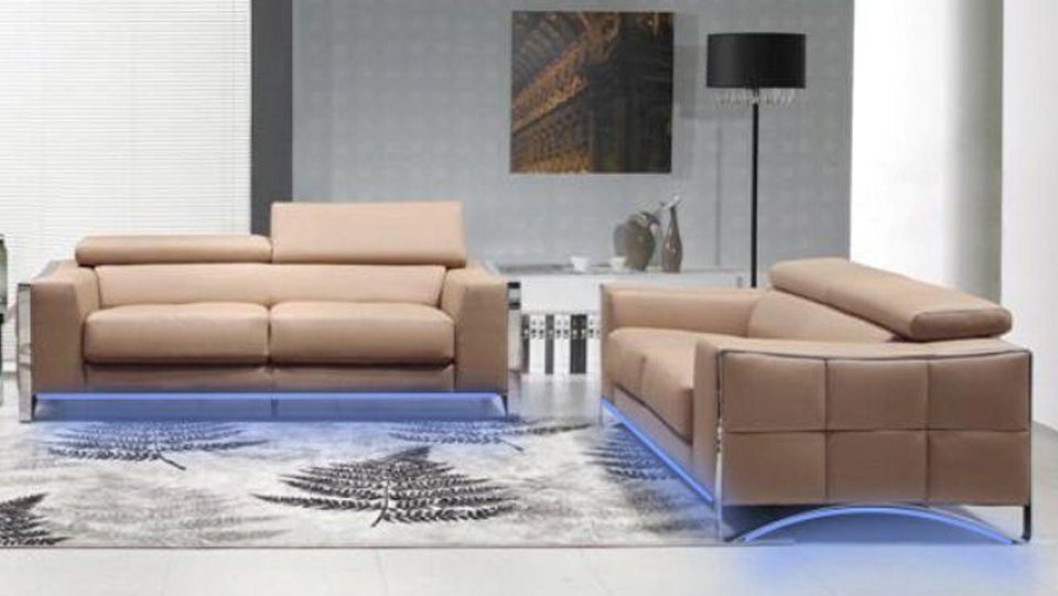 JVmoebel Sofa Beige Sofagarnitur Sofa Set 3+2 (ohne Sessel) Couch Sitz Polster, Made in Europe