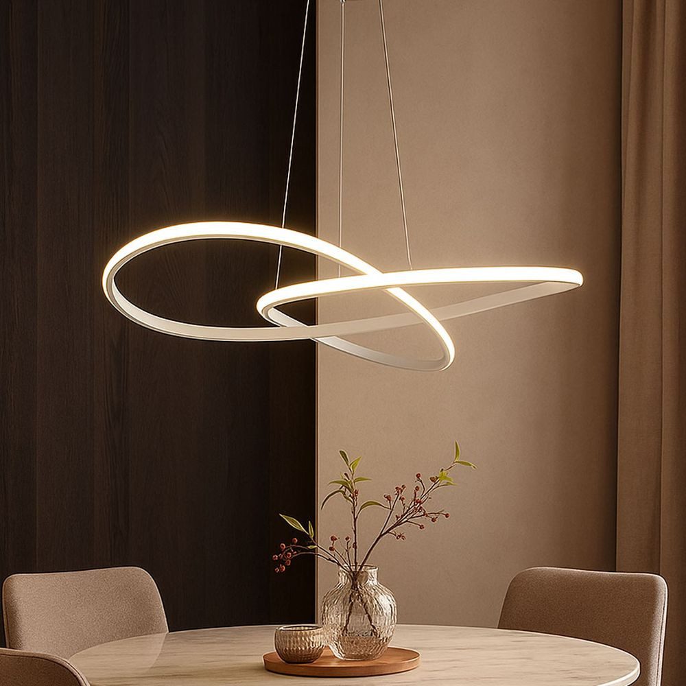 V-TAC Hängeleuchte, LED-Leuchtmittel fest verbaut, Warmweiß, Hängelampe Esstischleuchte Wohnzimmerlampe LED Pendellampe weiß D 50cm