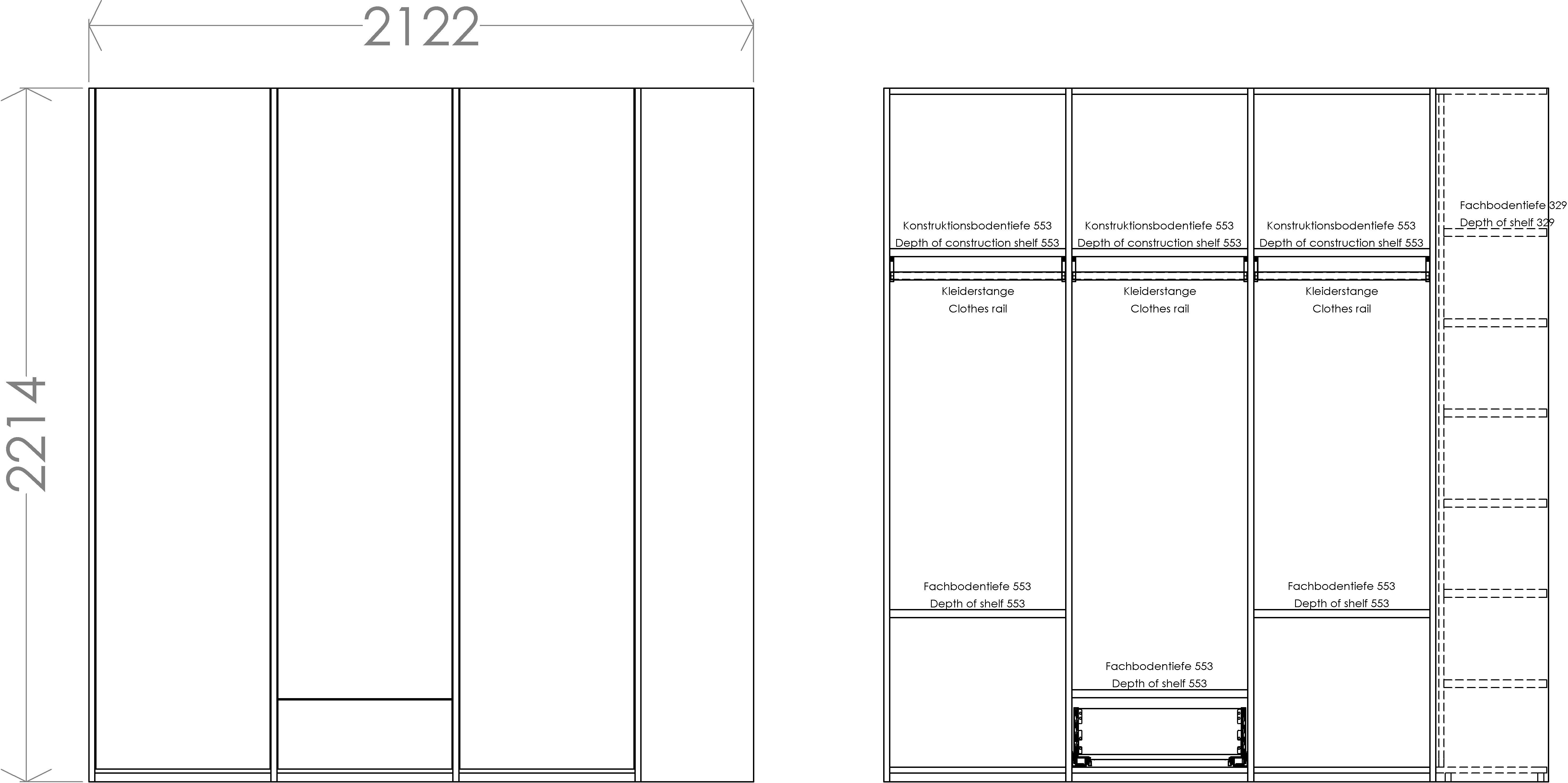 Schublade, | Variante Modular oder weiß Anbauregal rechts Kleiderschrank links montierbar geräumige Plus LIVING Müller weiß 3 SMALL