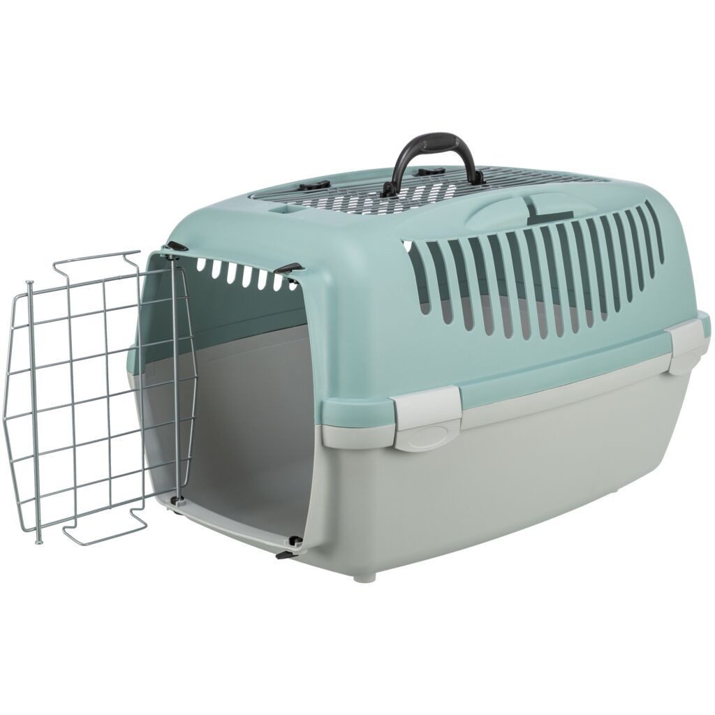 TRIXIE Tiertransportbox Transportbox Capri 3 Open Top - hellgrau/salbei - 40 × 38 × 61 cm