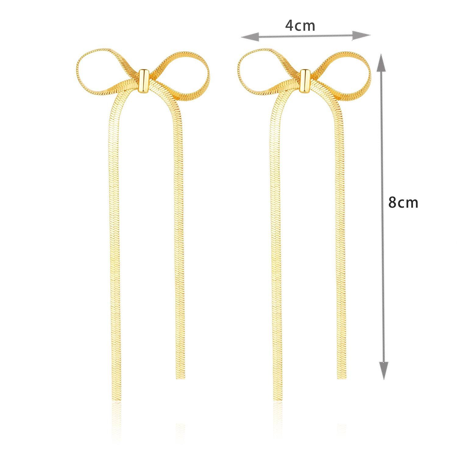 MAGICSHE Paar Schleifen-Ohrringe Ohrringe Ohrstecker Damen lange Gold