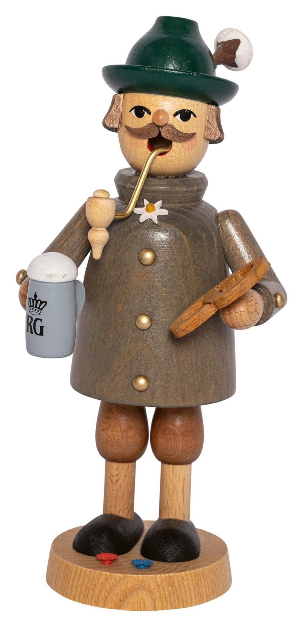 Richard Glaesser Фигурка курильщик Bayer mit Bierkrug/Biertrinker und Brezel, Höhe 18cm, Handwerkskunst original Erzgebirge