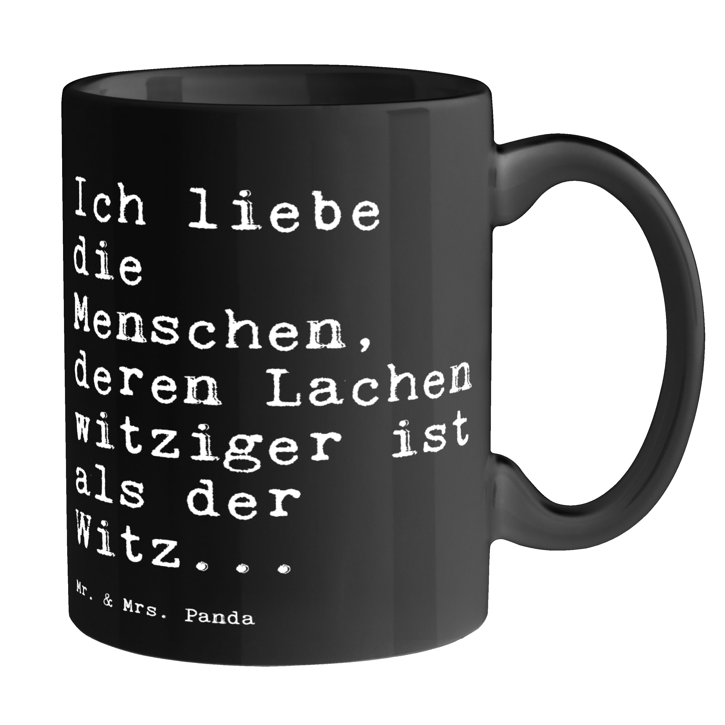 Mr. & Mrs. Panda Tasse Ich liebe die Menschen,... - Schwarz - Geschenk, Geschenk Freund, Ges, Keramik Schwarz