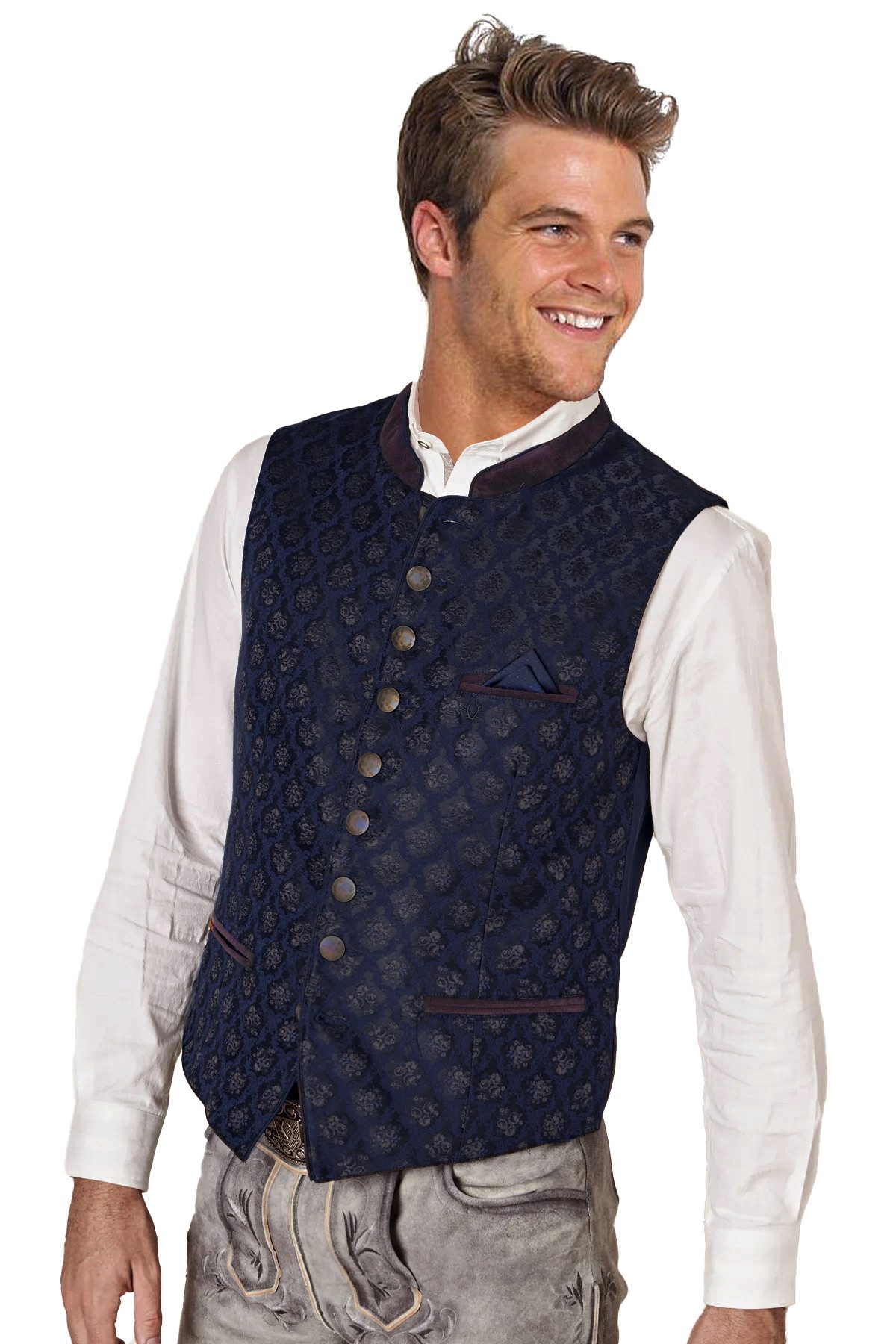 Moschen-Bayern Trachtenweste Trachtenweste Herren Weste Gilet Herrenweste Lederhosenweste Blau Lederhosenweste