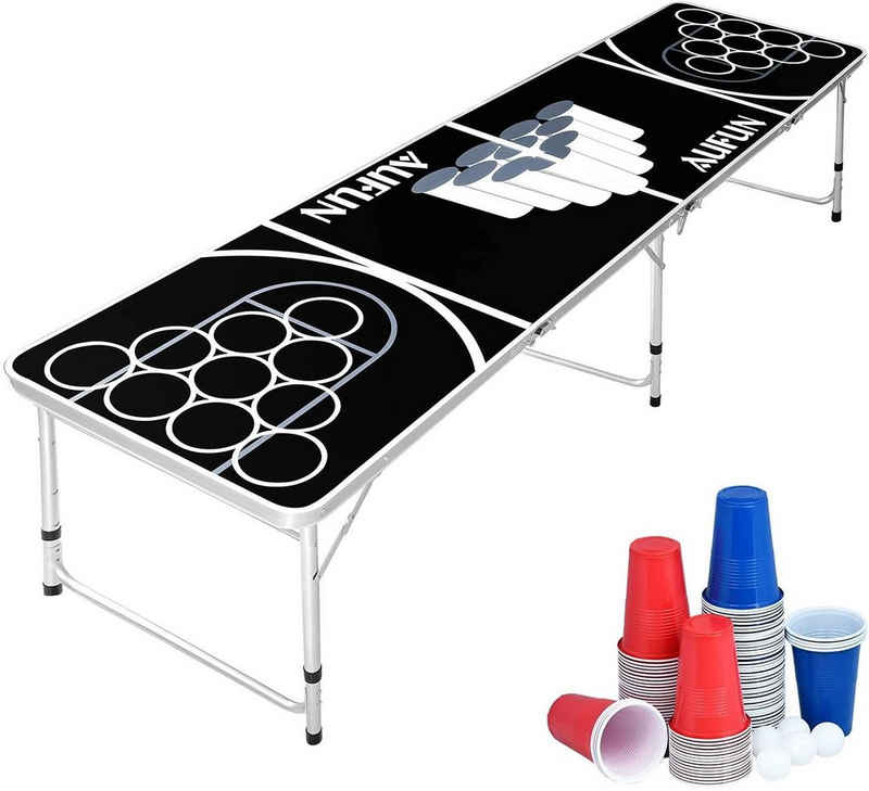 UISEBRT Spieltisch Beer Pong Tisch Set, Höhenverstellbar Klappbar