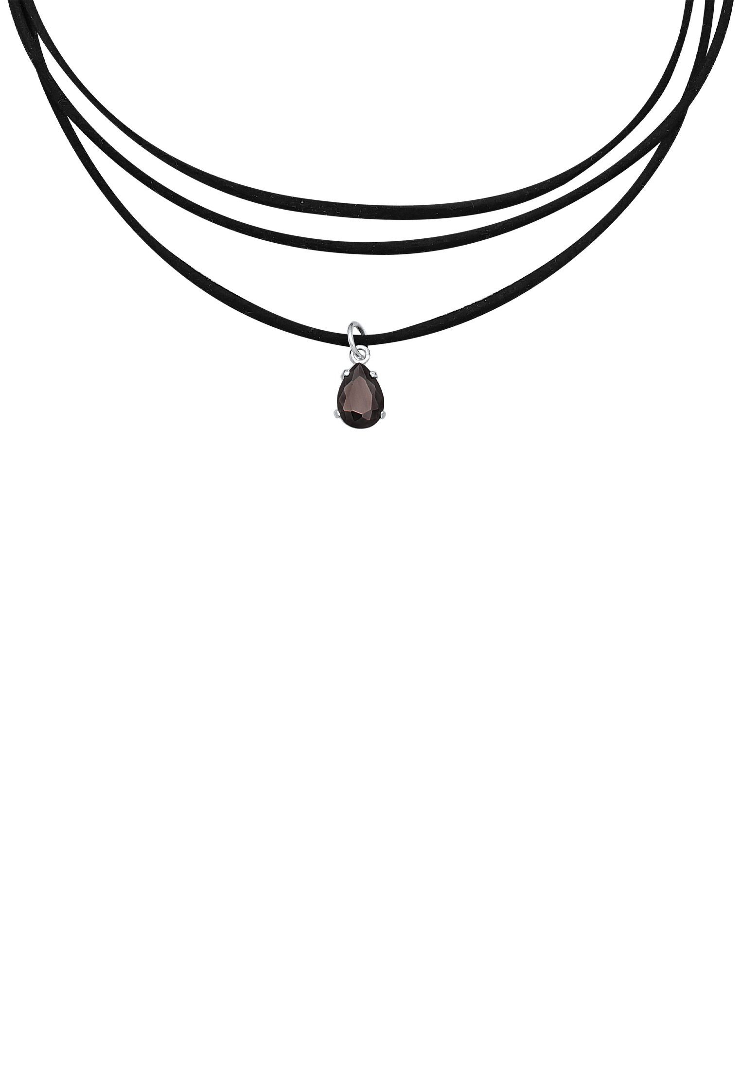Elli Choker Kunstleder Choker Zirkonia Tropfen Anhänger 925 Silber