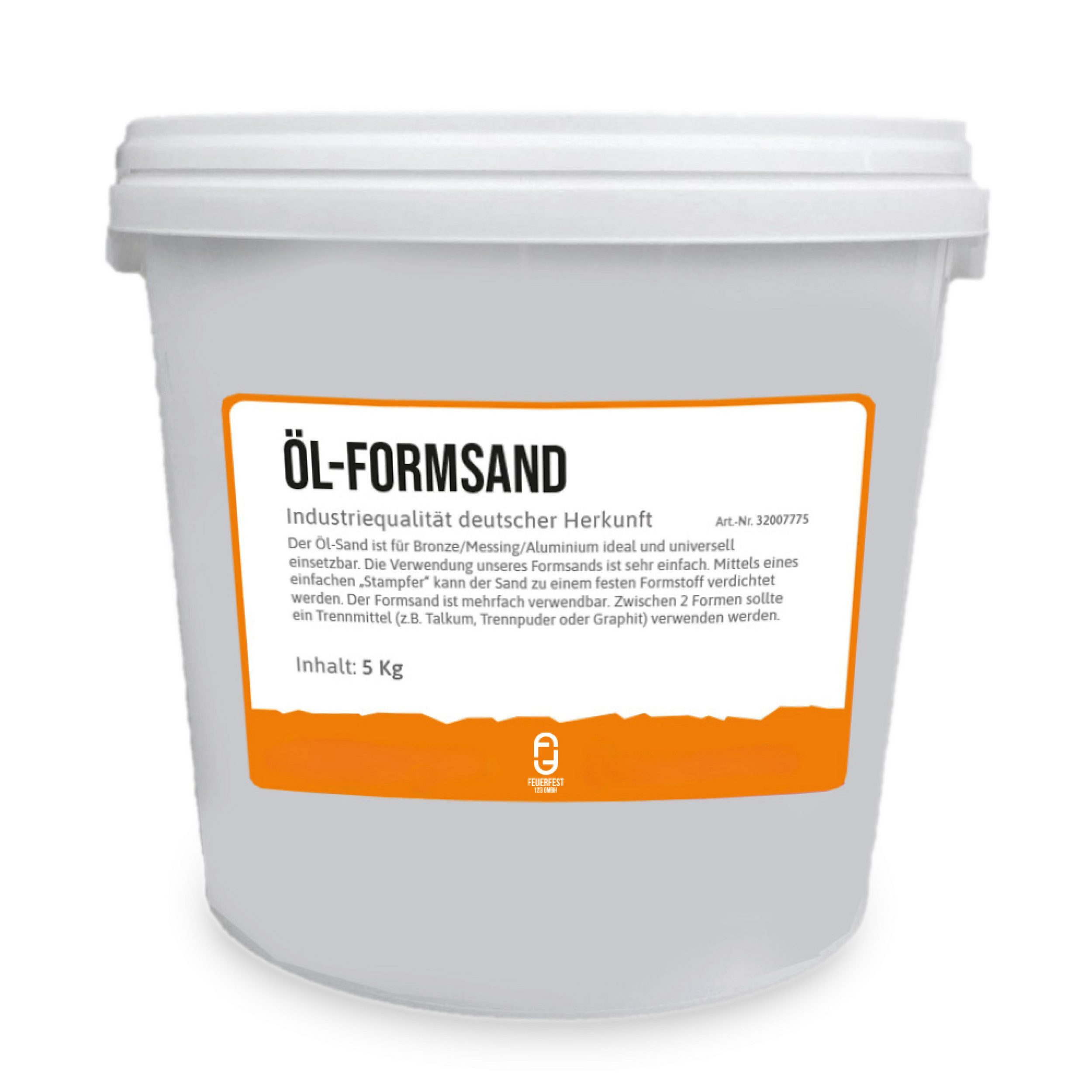 Feuerfest 123 GmbH Dekosand Öl gebundener Formsand 5KG Eimer (Ölformsand fertig zum Gebrauch, - Industriequalität deutscher Herkunft)