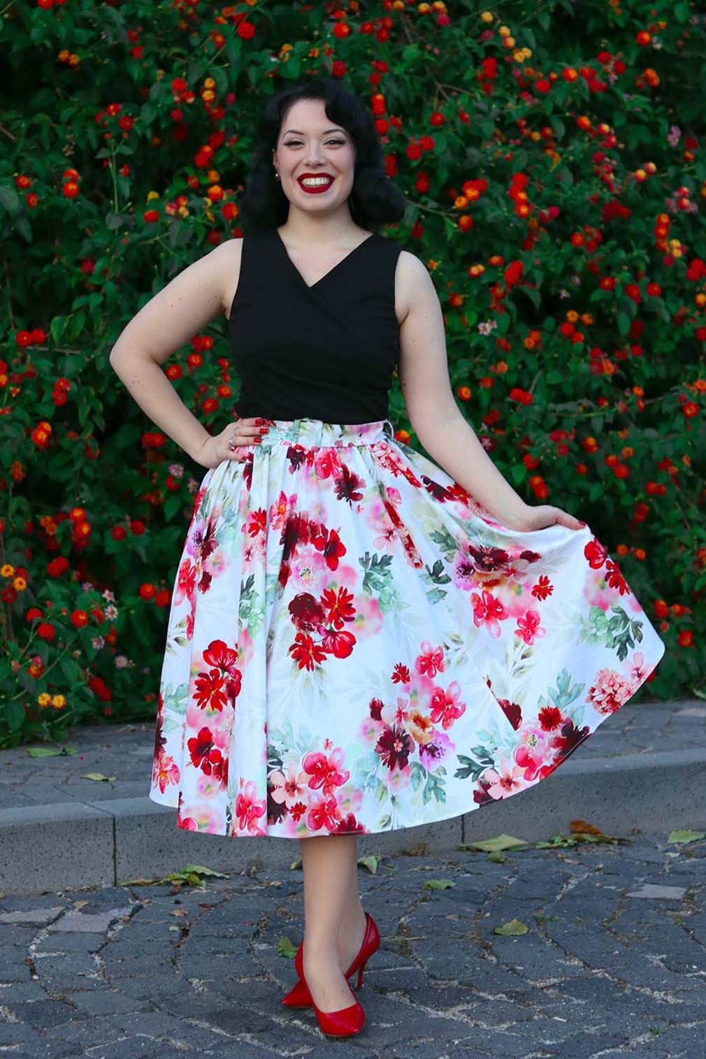 Hearts & Roses London Shirttop Maddison Schwarz Vintage Retro Rockabilly Oberteil – Bild 4 von 5