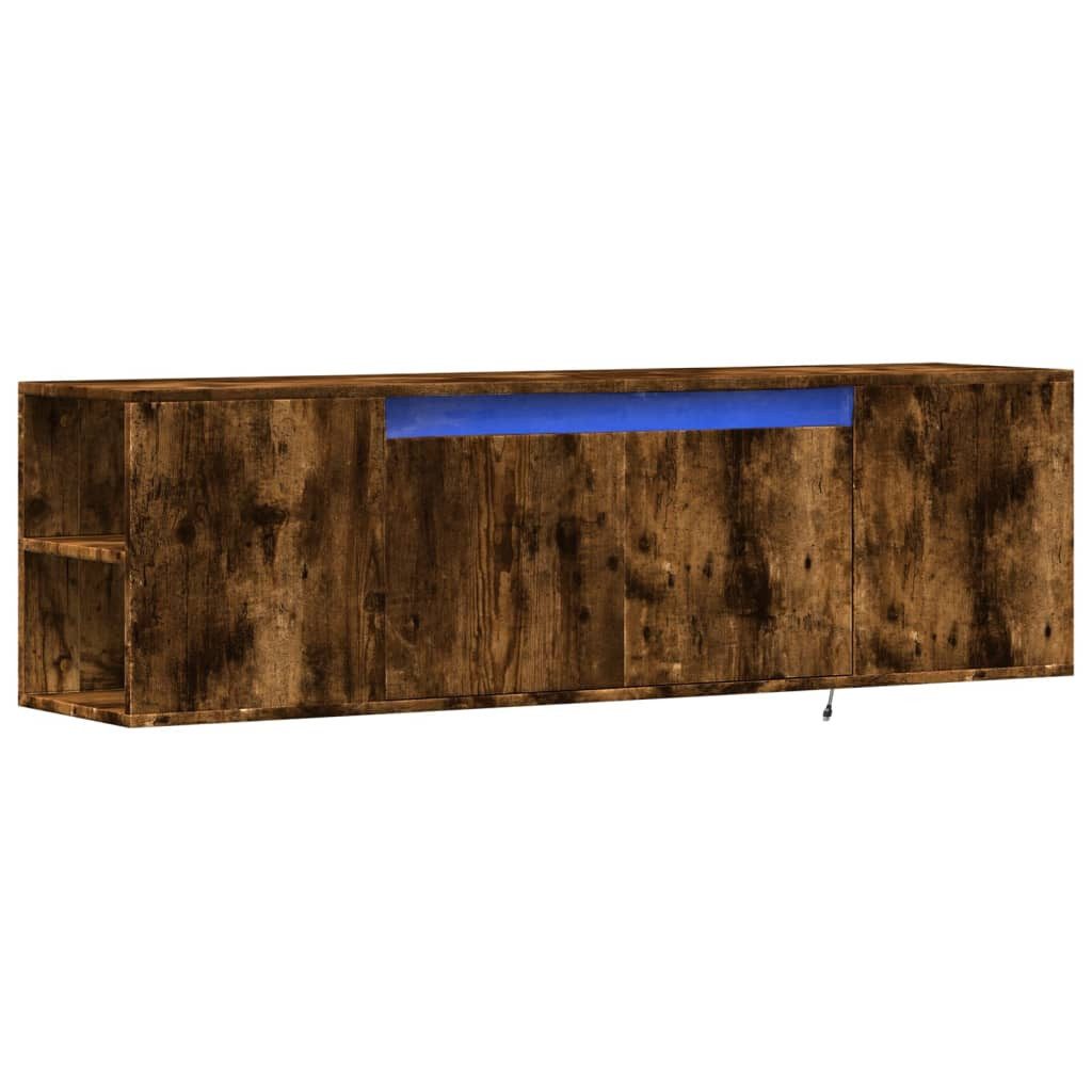 vidaXL TV-Wand TV-Wandschrank mit LED-Beleuchtung Räuchereiche günstig online kaufen