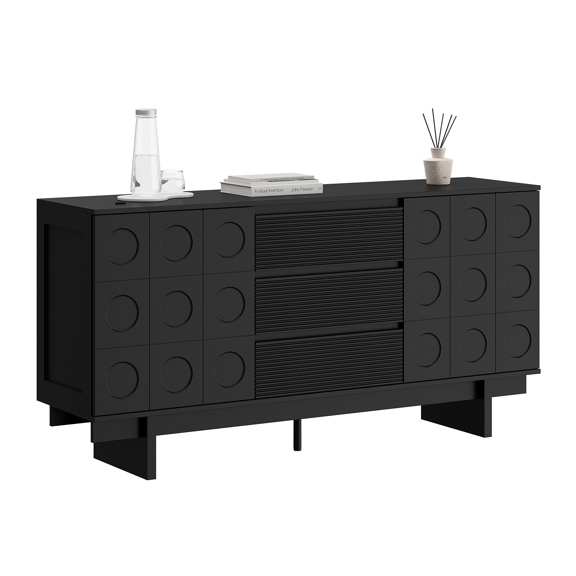 FUFU&GAGA Sideboard Modernes Sideboard, Kommode, schwarz matt, MDF, 160×40× günstig online kaufen
